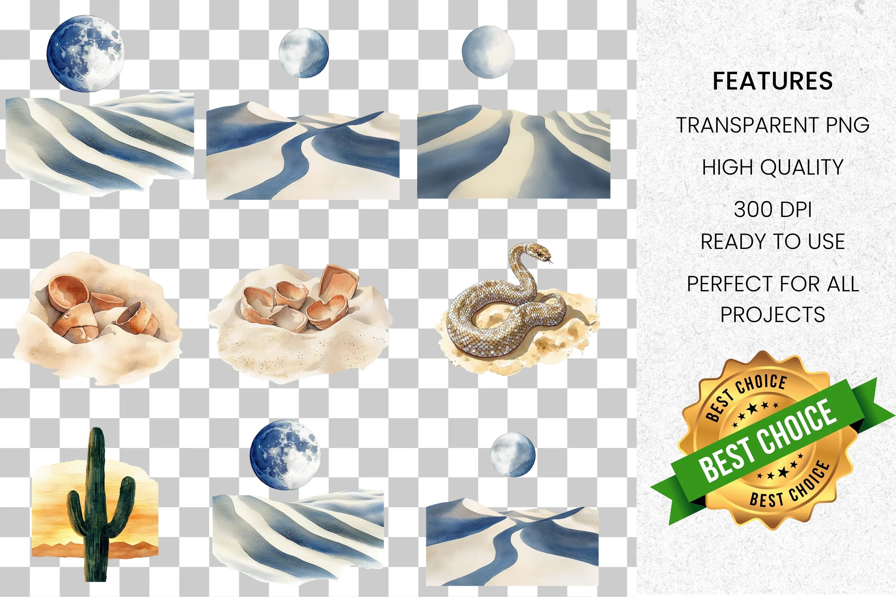 Desert Wildlife Nature Clipart Bundle