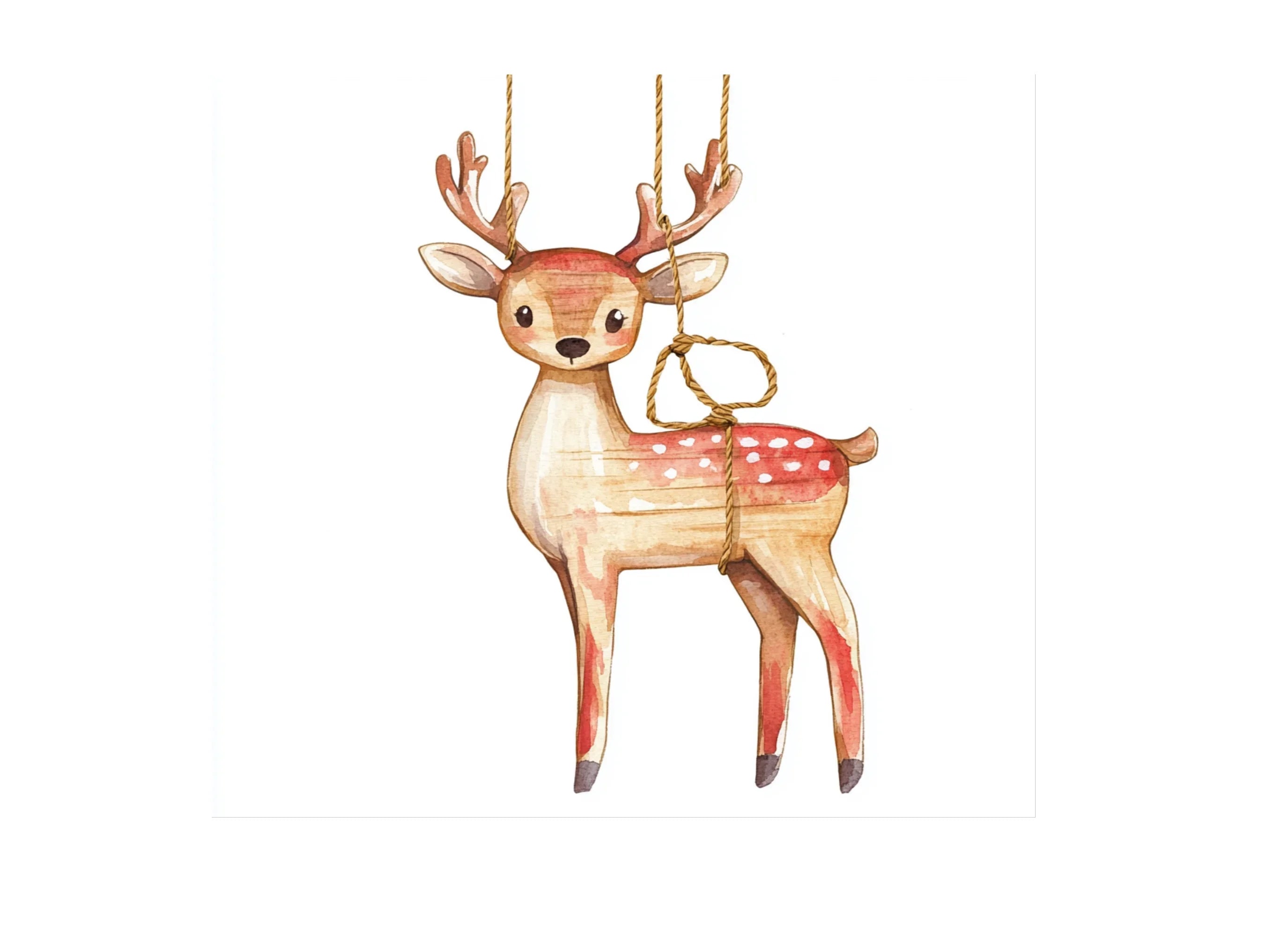 Wooden Reindeer Christmas Clipart Bundle