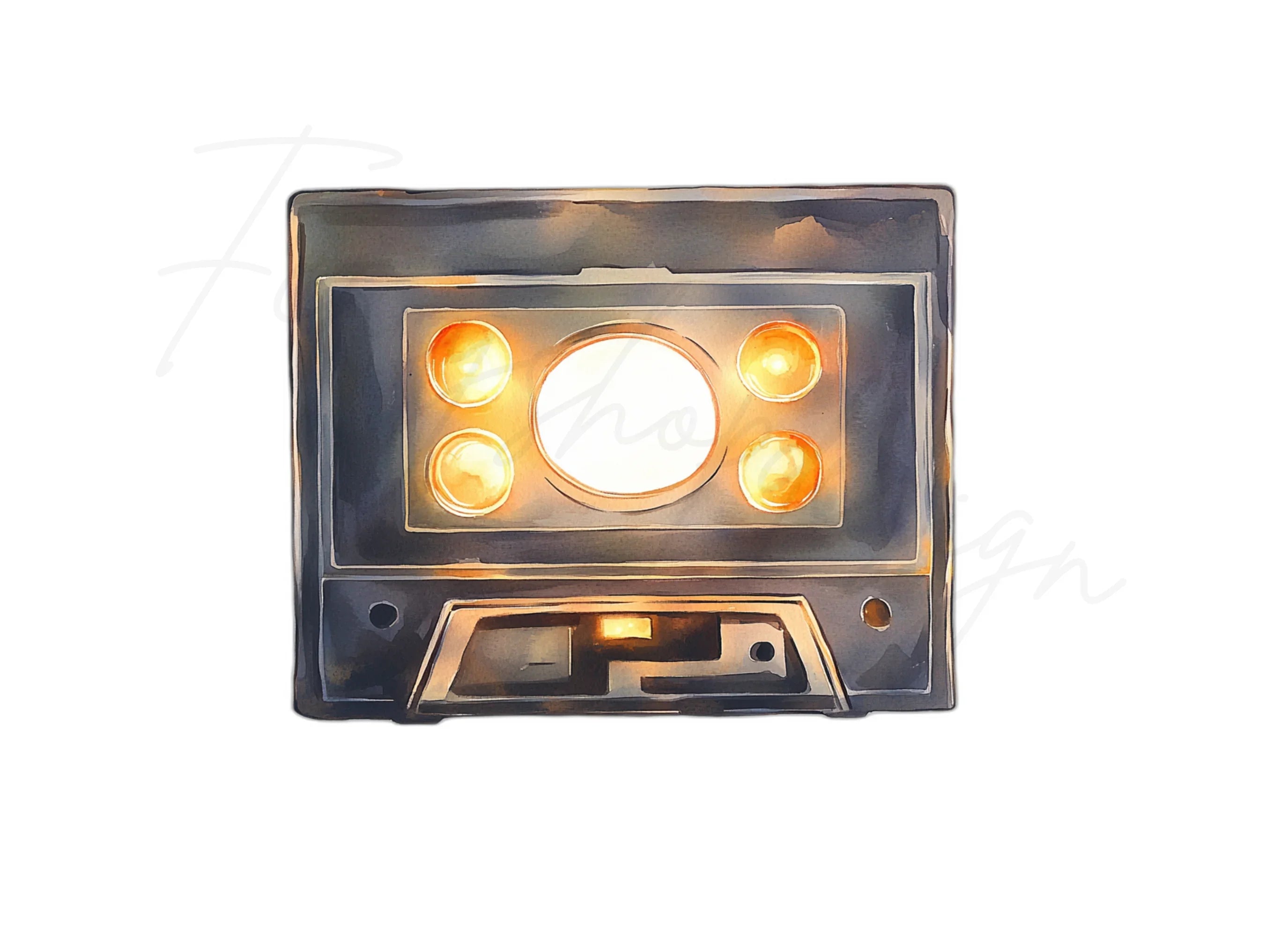 Glowing Retro Cassette Tape Clipart Bundle