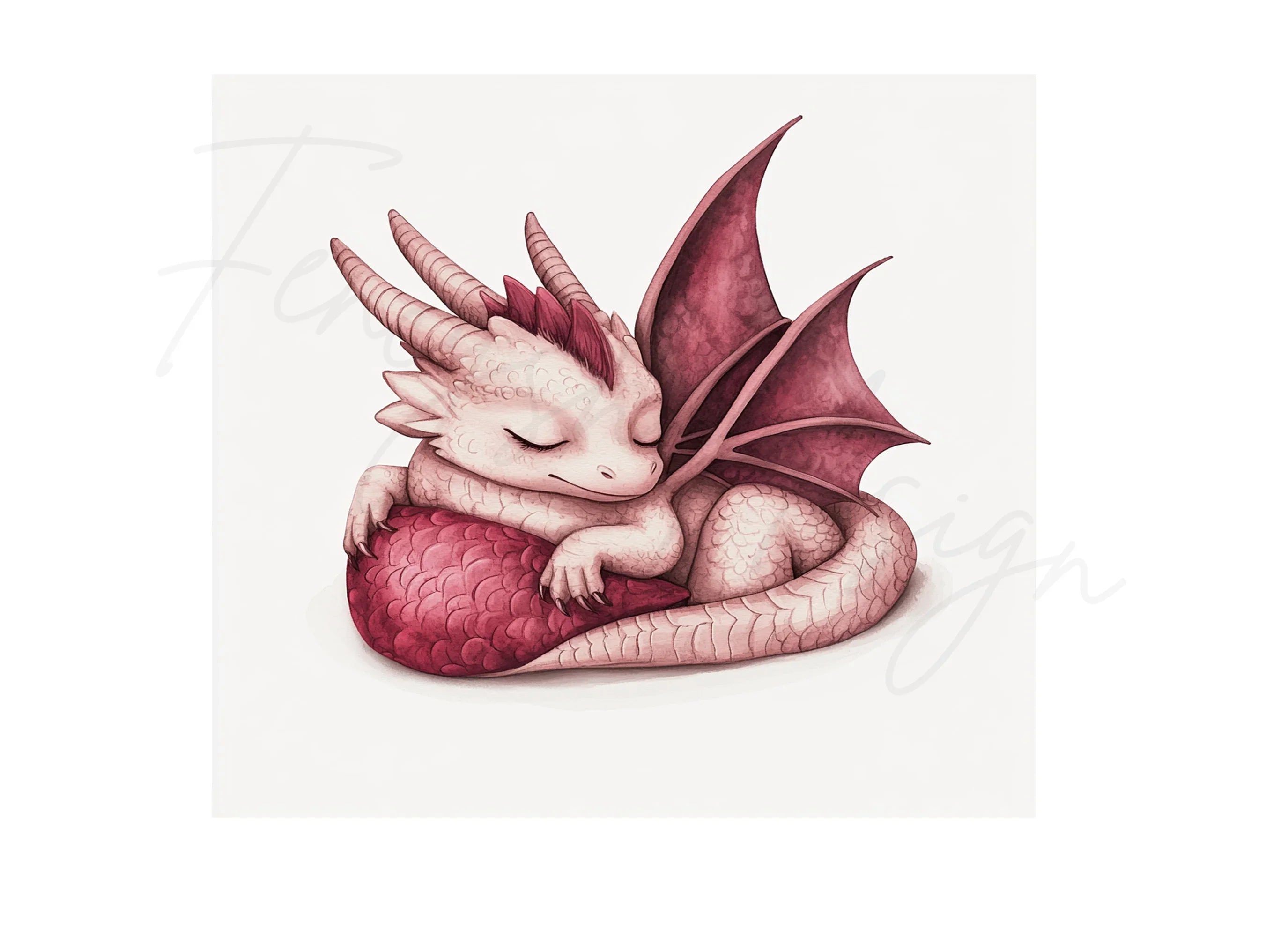Cute Sleeping Dragon Clipart Bundle