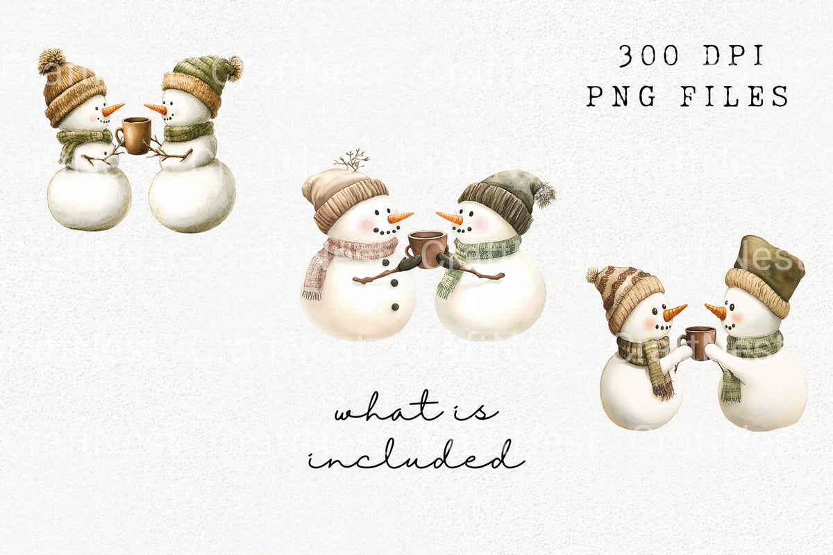 Christmas Snowman Clipart Bundle