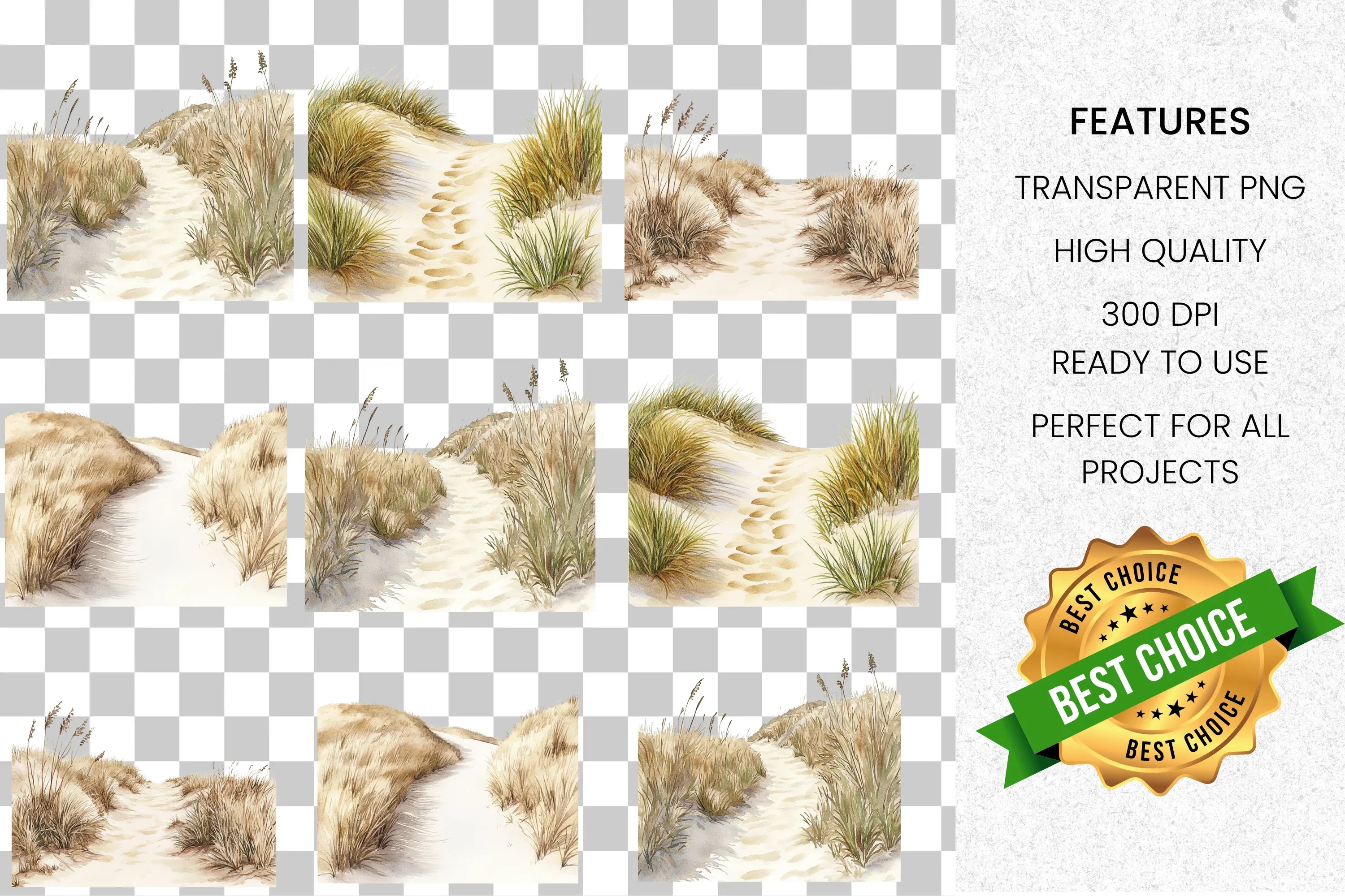 Beach Dunes Coastal Clipart Bundle