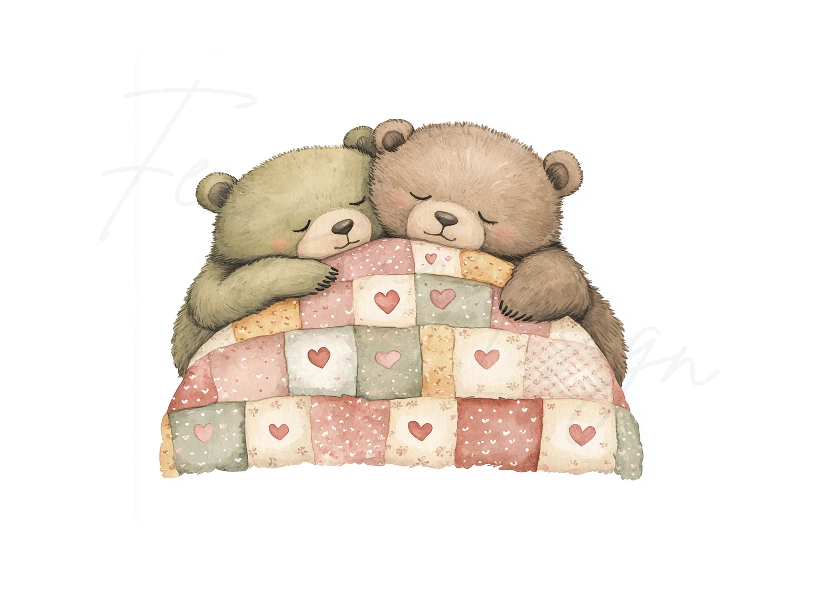 Cute Sleeping Bear Couple Clipart Bundle