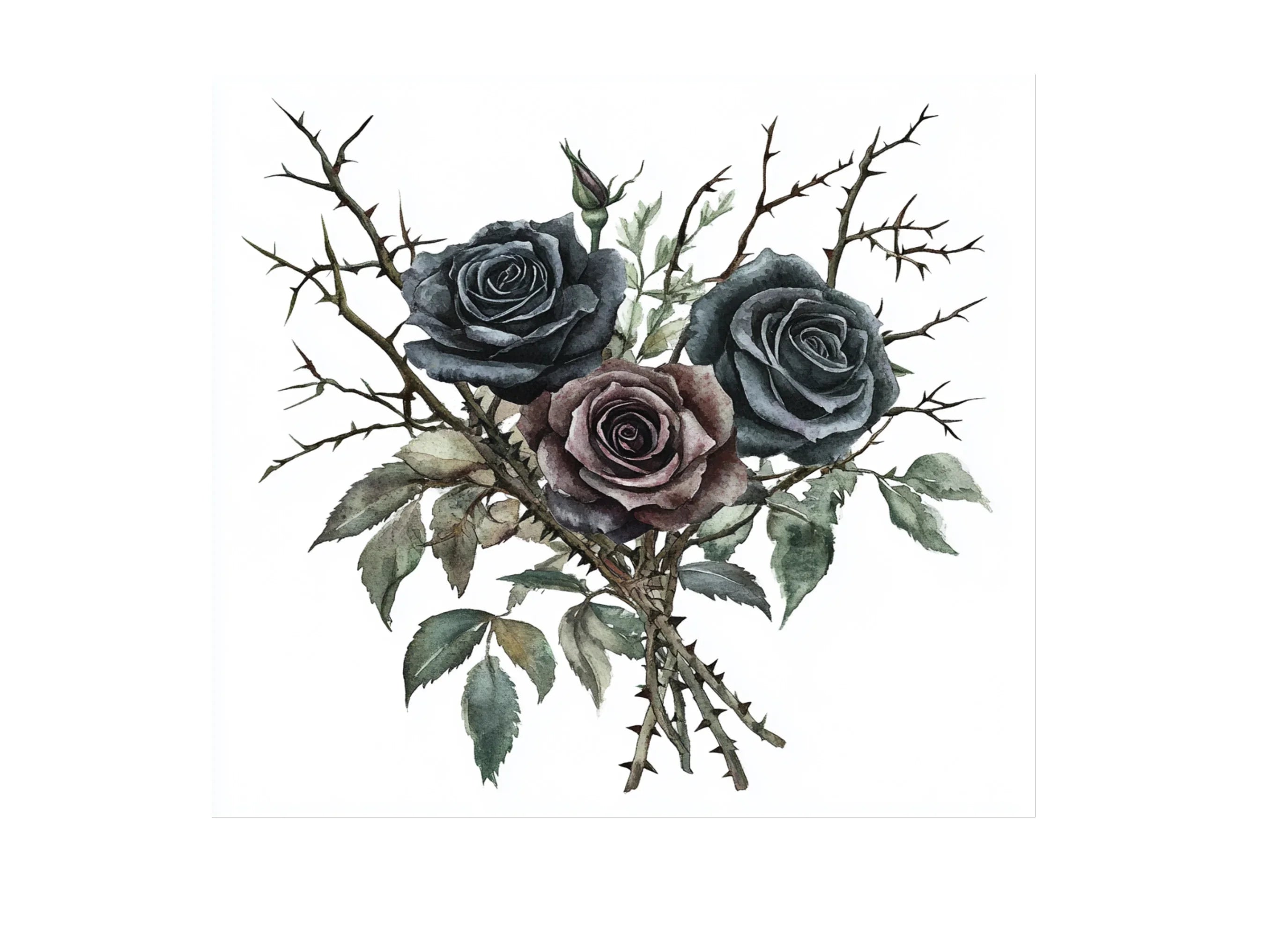 Gothic Black Rose Bouquets Clipart Bundle
