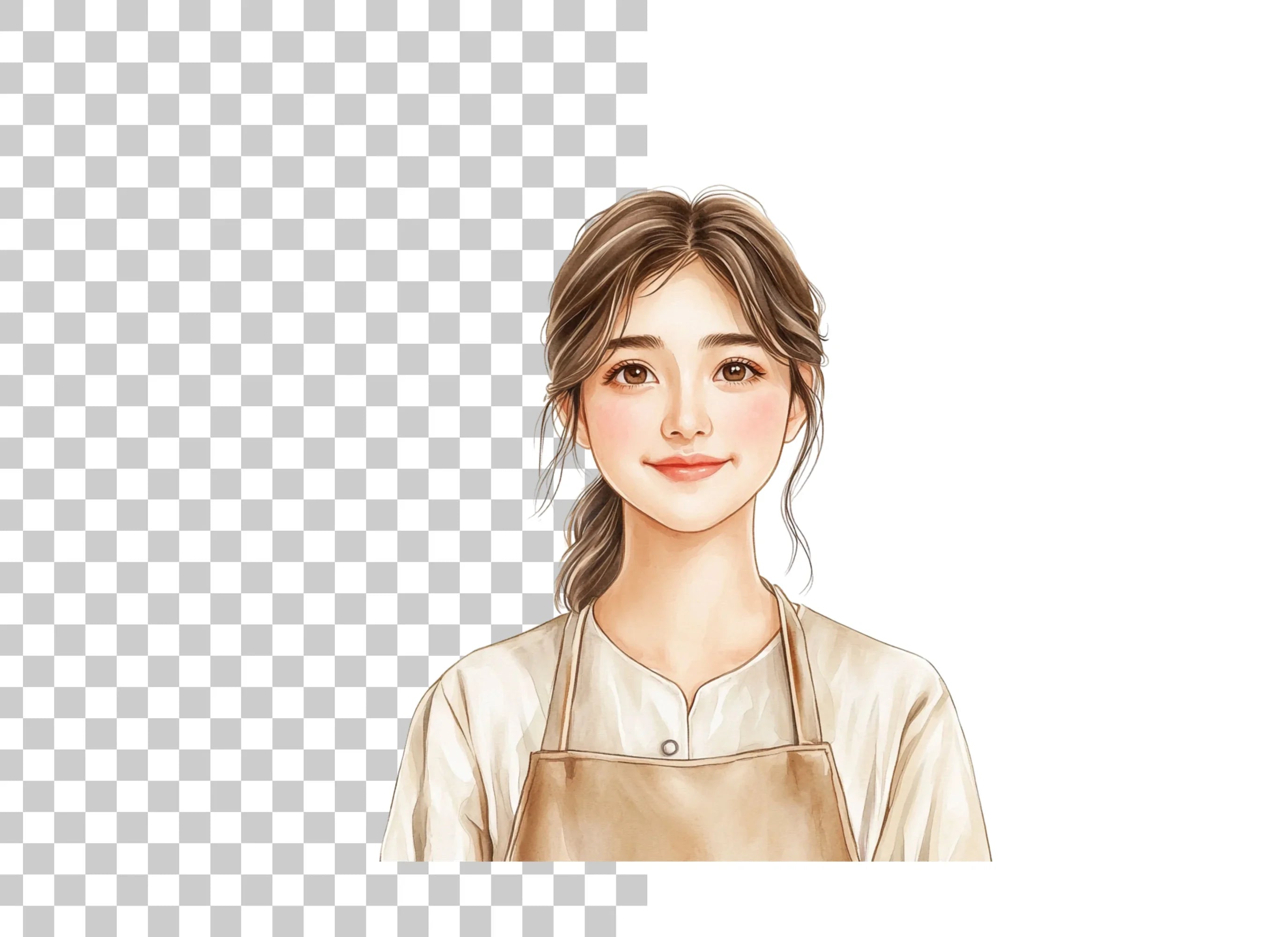 Young Woman in Apron Clipart Bundle