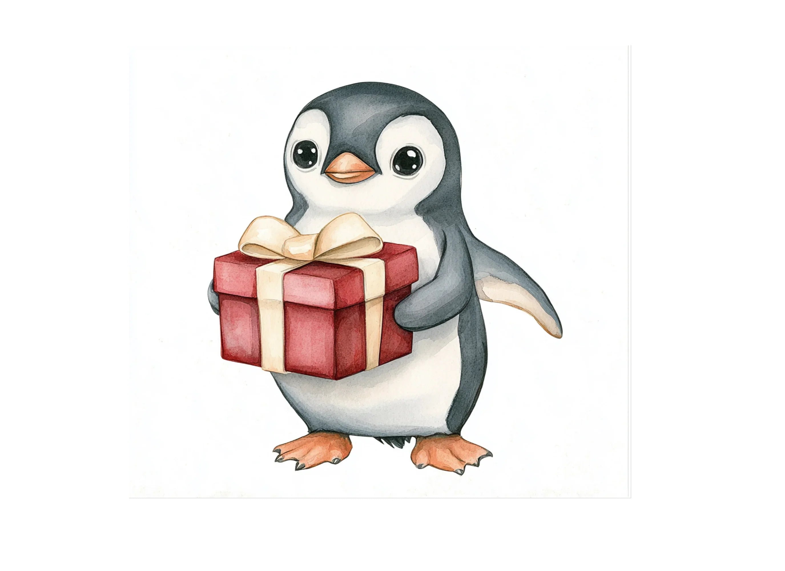 Cute Penguin with Gift Box Clipart Bundle