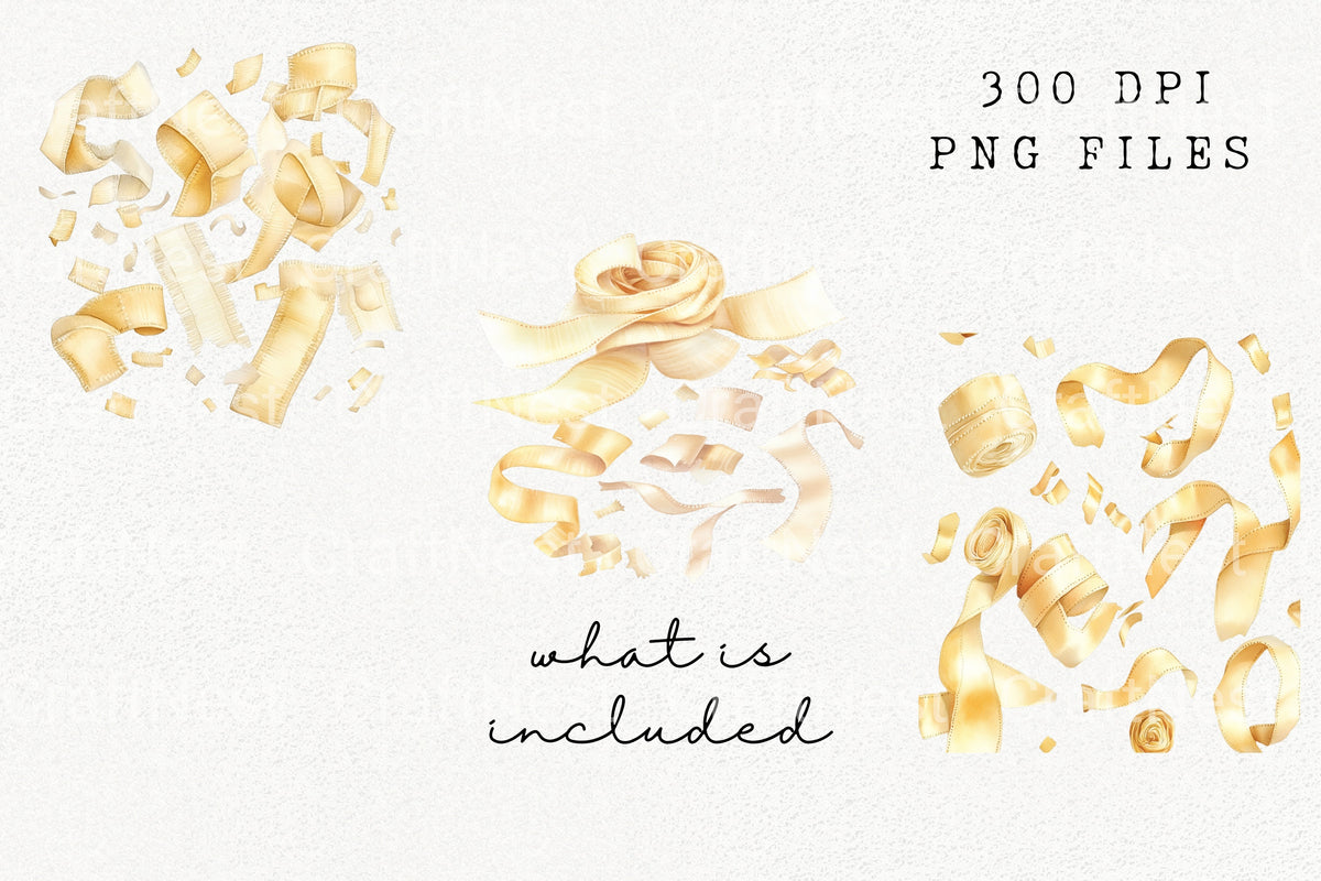 Yellow Ribbon Clipart Bundle