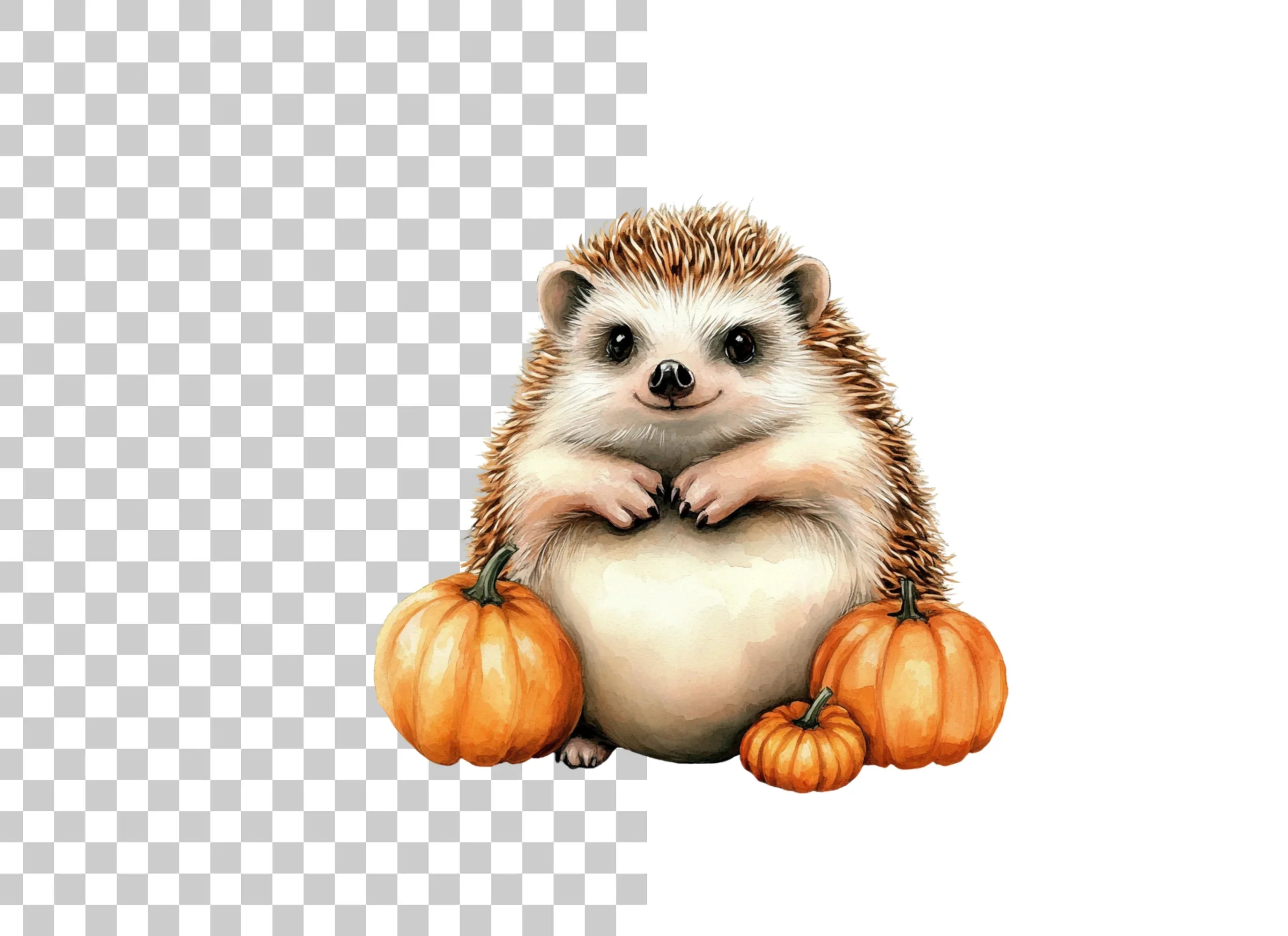Happy Hedgehog and Tiny Pumpkins Clipart Bundle