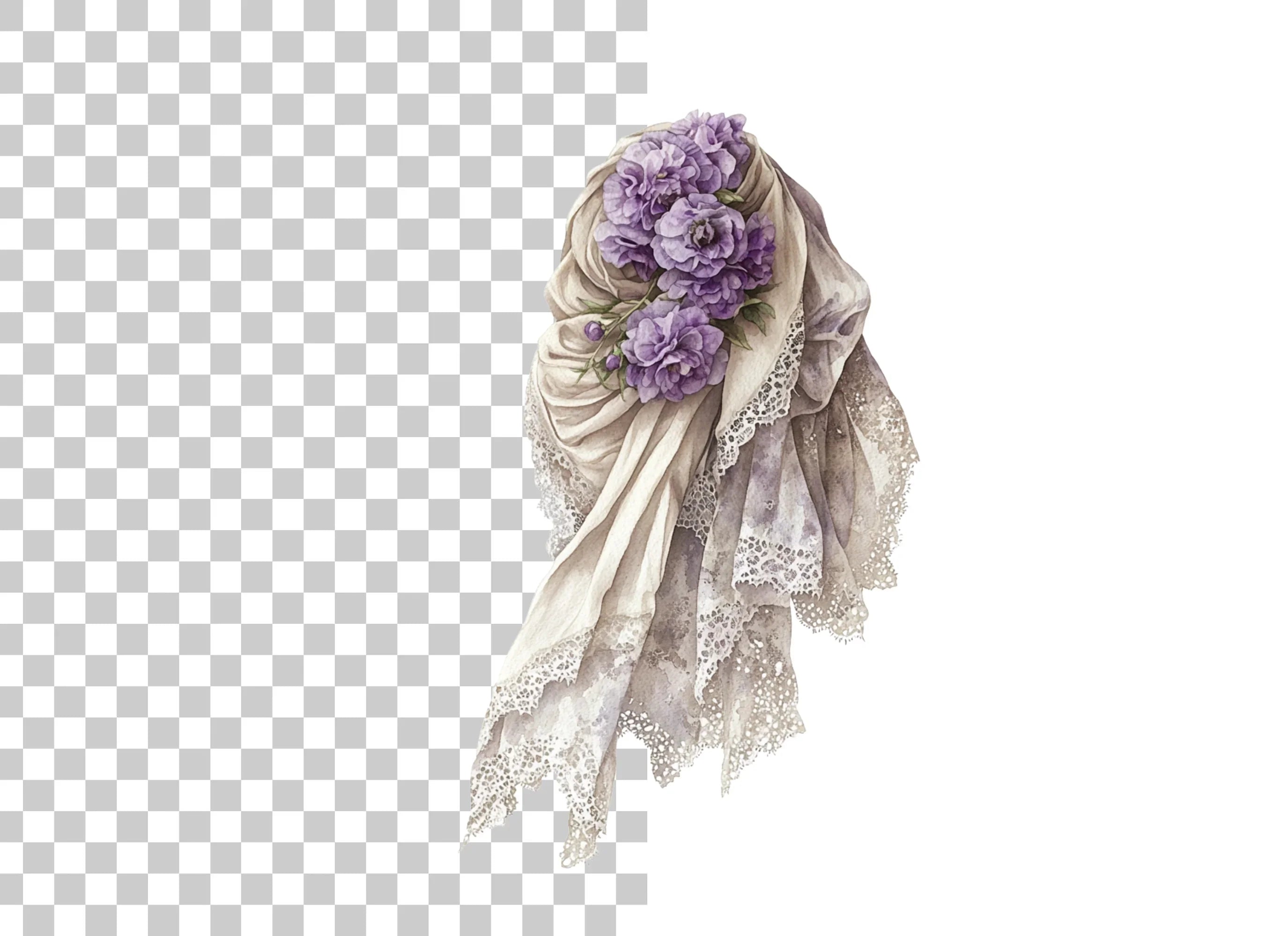 Elegant Lace Lavender Clipart Bundle