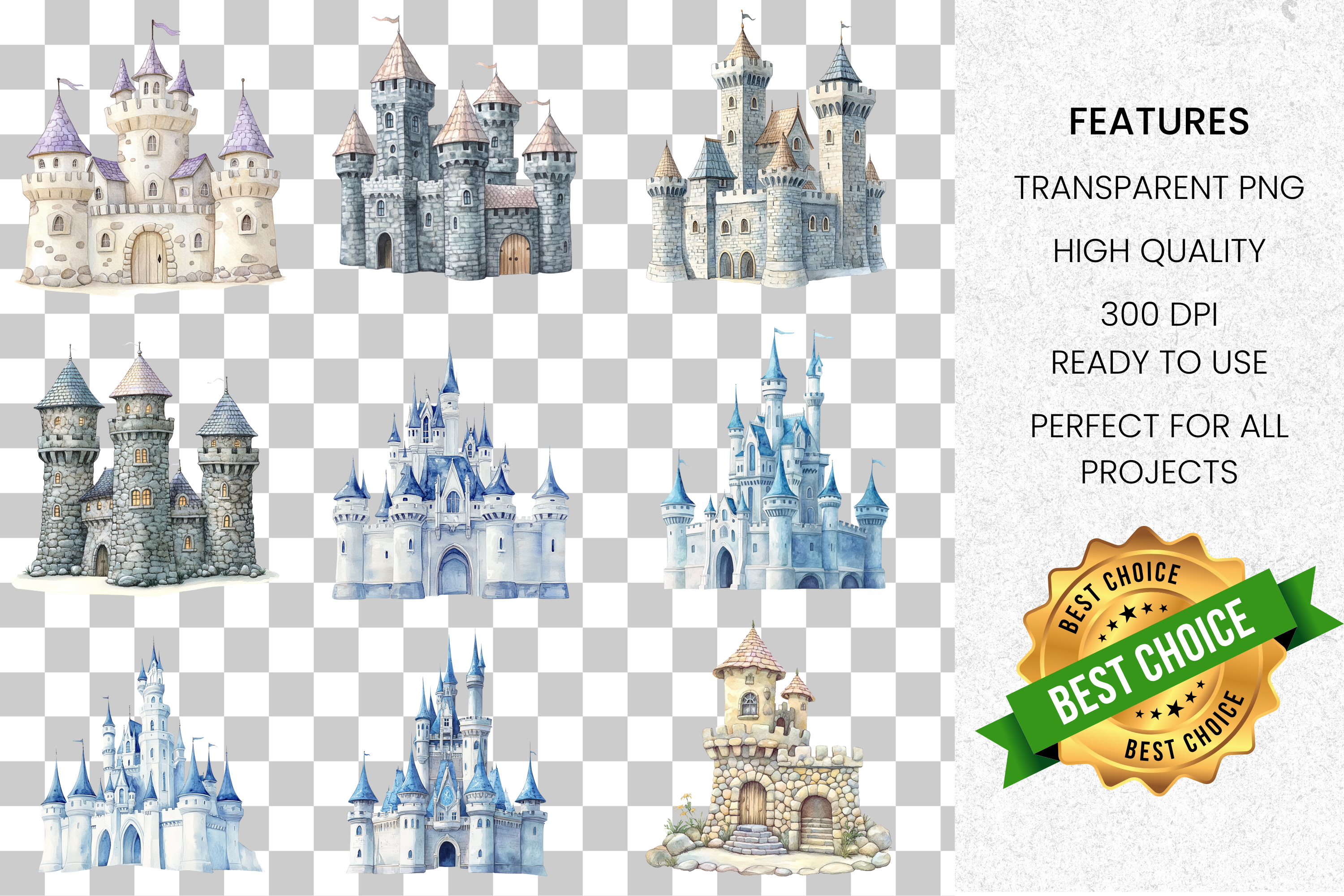 Fairytale Castle Clipart Bundle