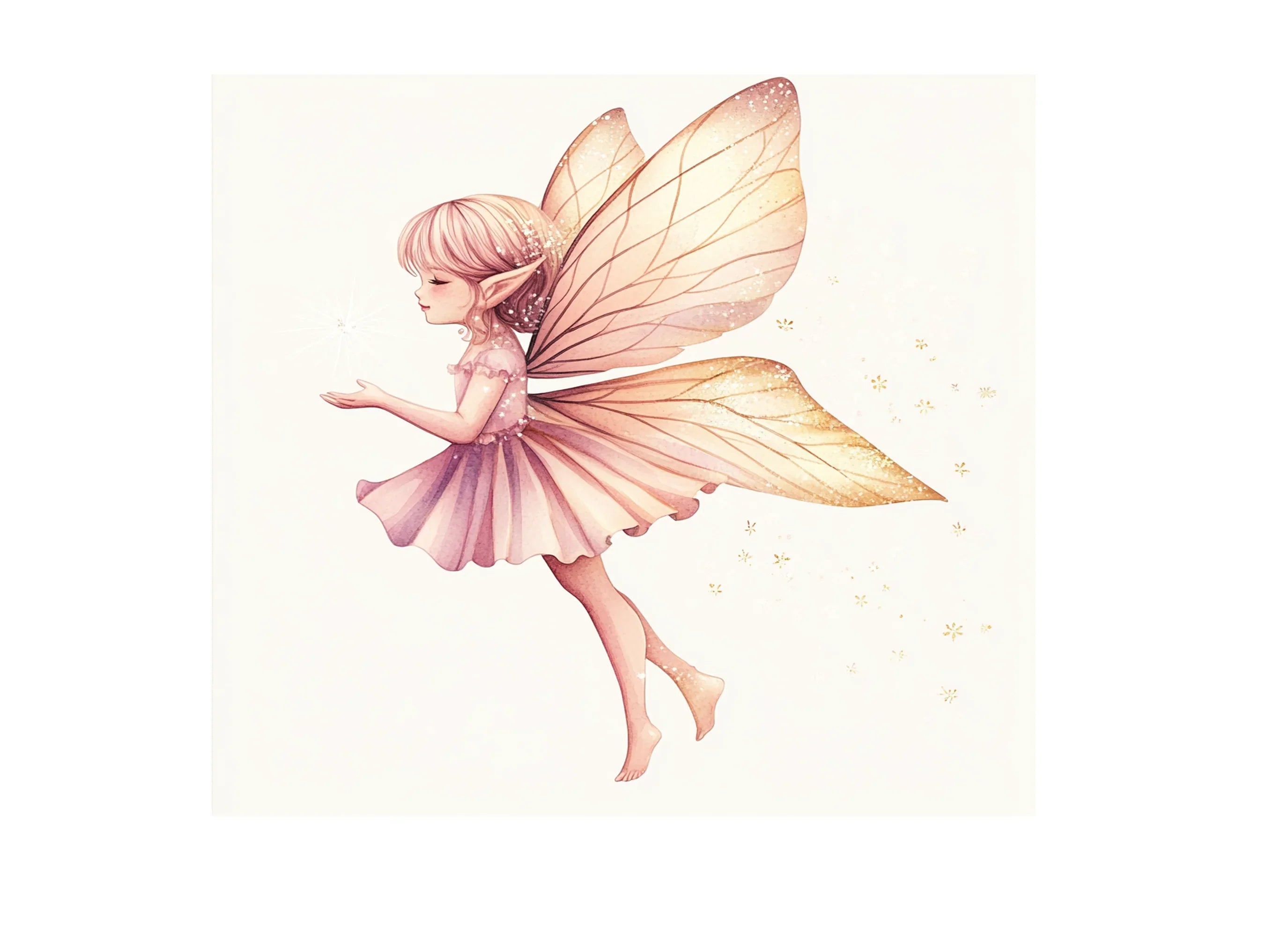 Pink and Gold Fairy Clipart Bundle