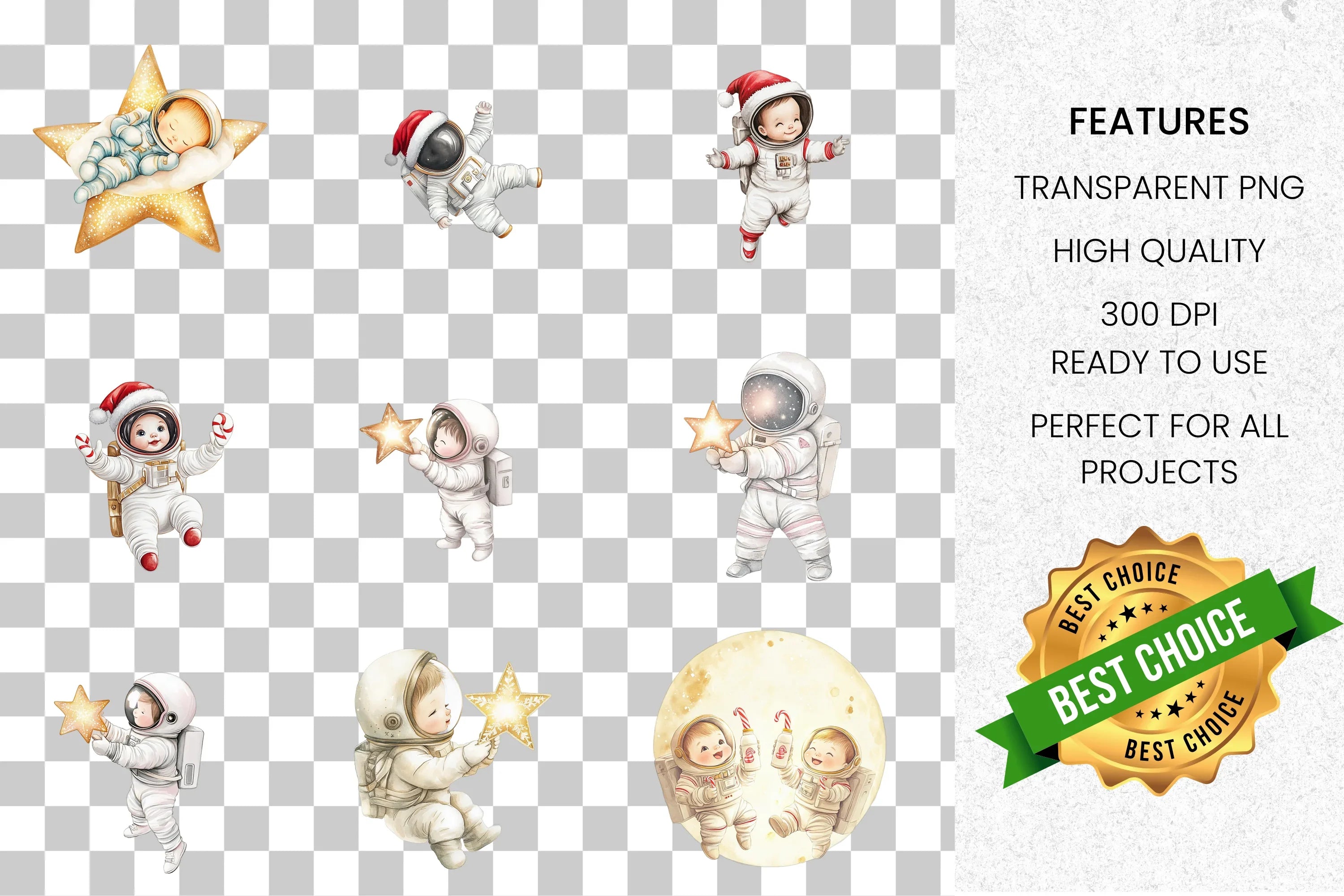 Sleeping Baby Winter Wonderland Clipart Bundle