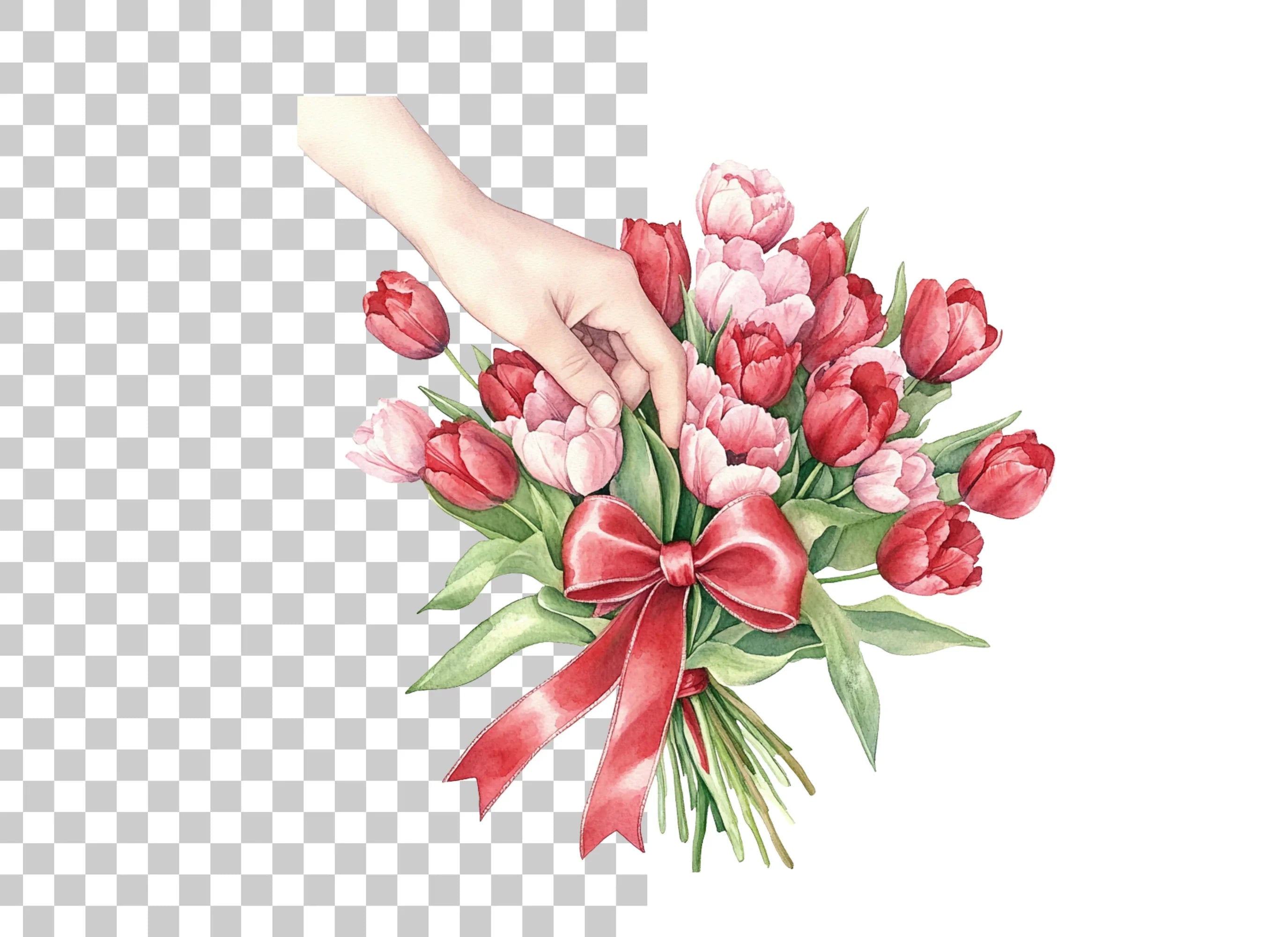 Hand Tying Tulip Bouquet Clipart Bundle