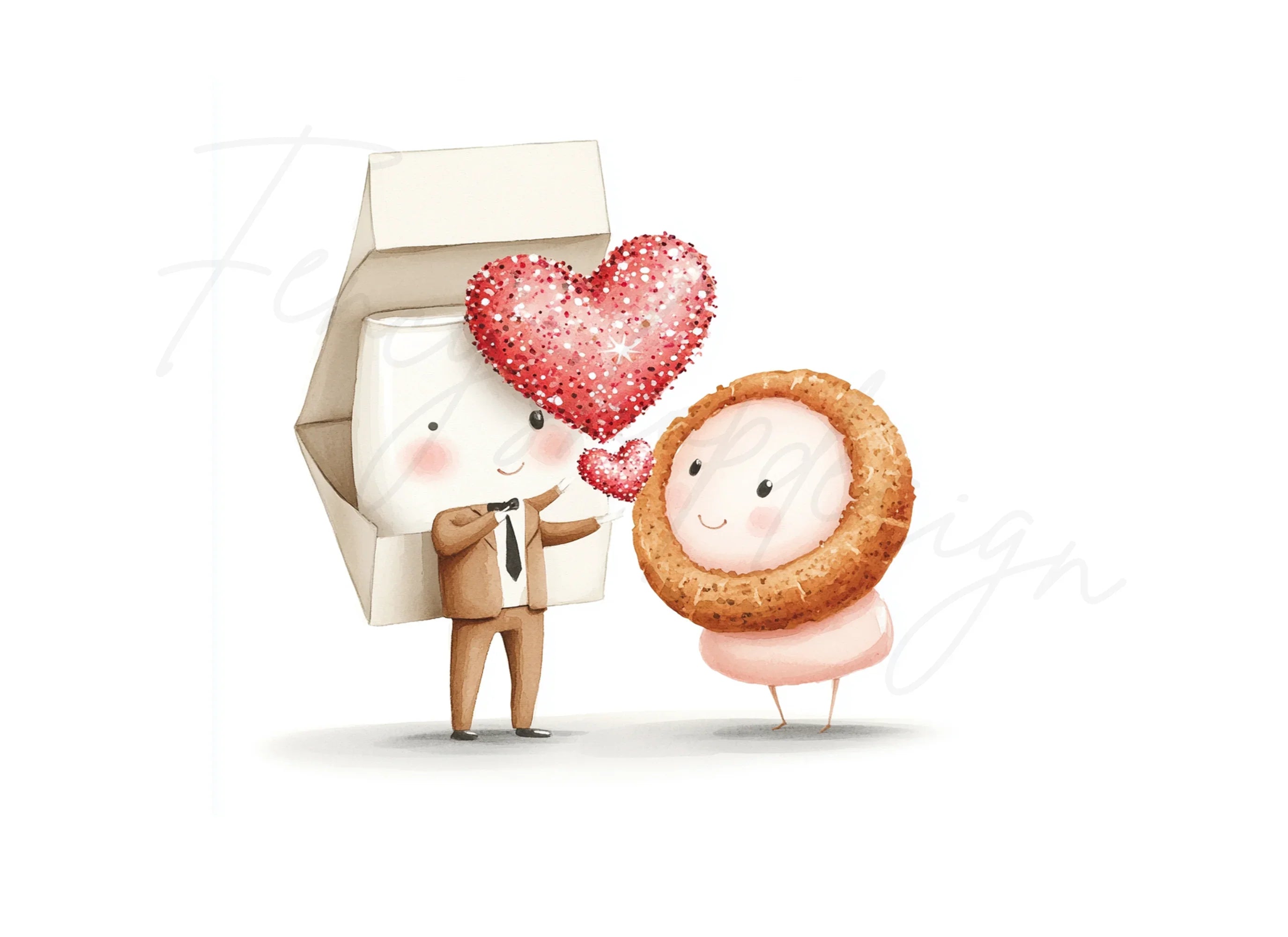 Sweet Milk and Donut Love Clipart Bundle