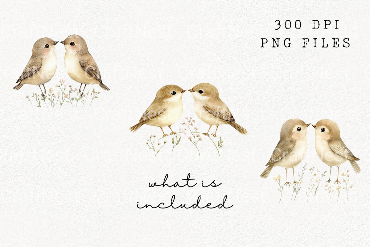 Cute Lovebirds Clipart Bundle