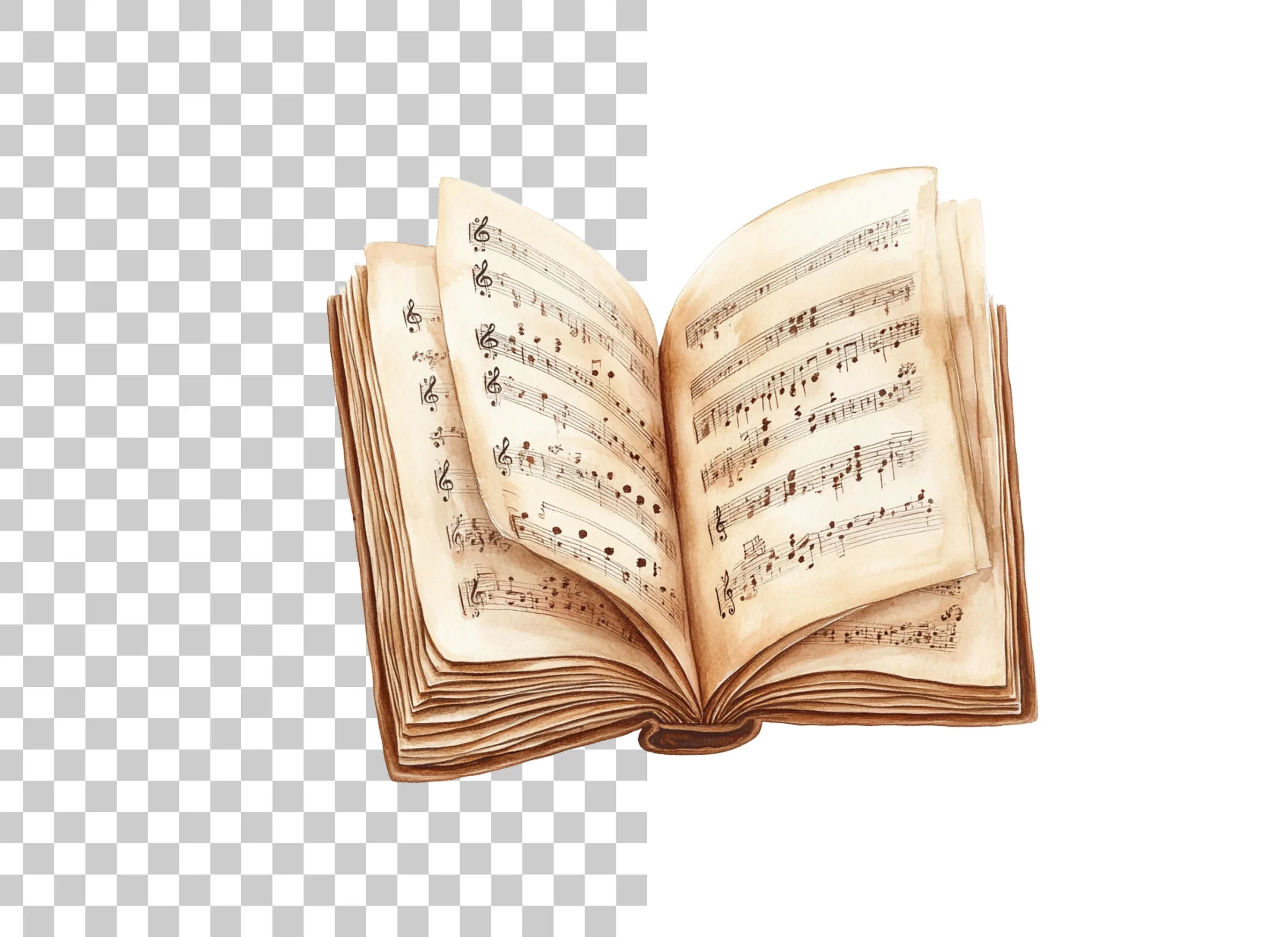 Open Vintage Music Book Clipart Bundle