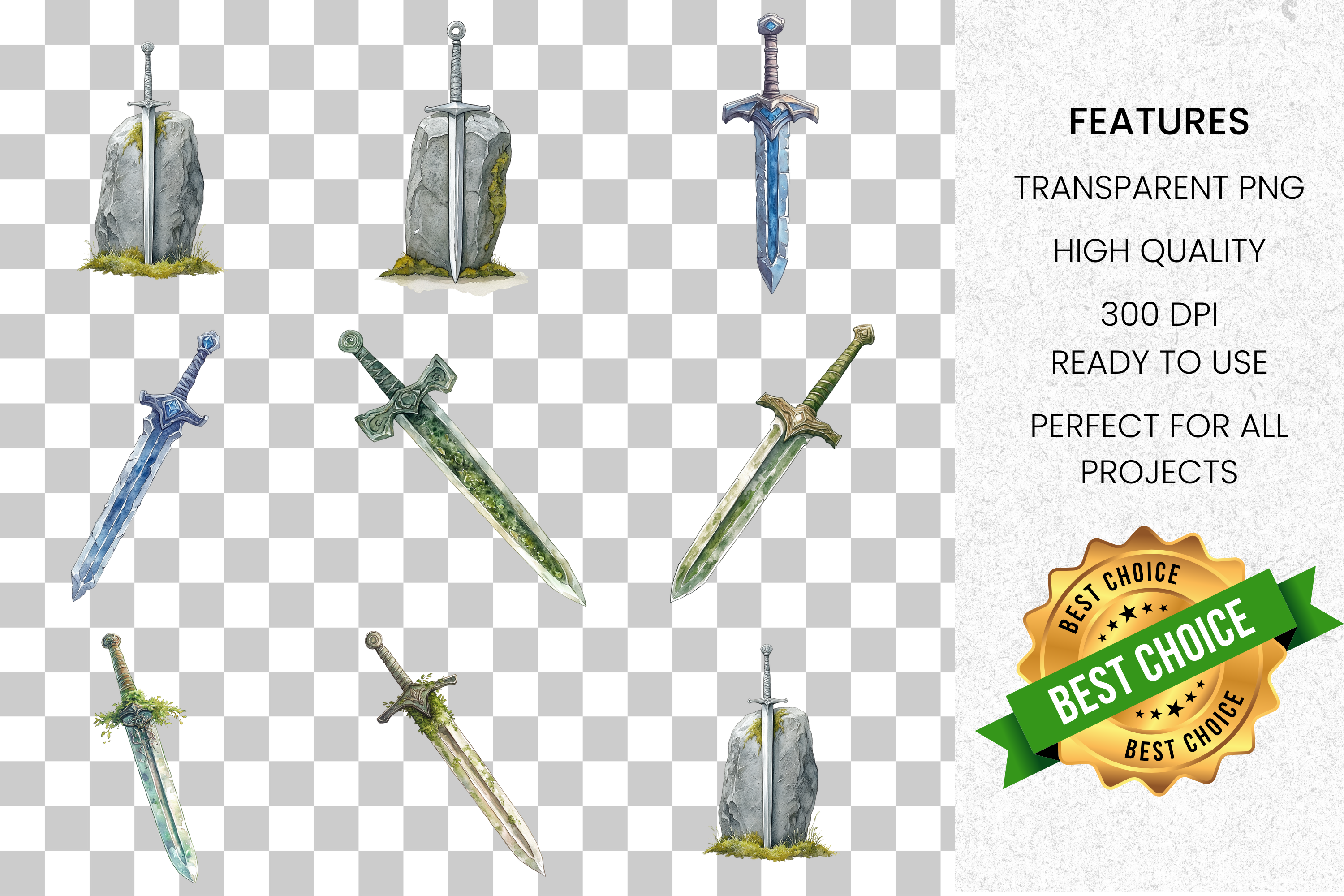 Fantasy Sword Clipart Bundle