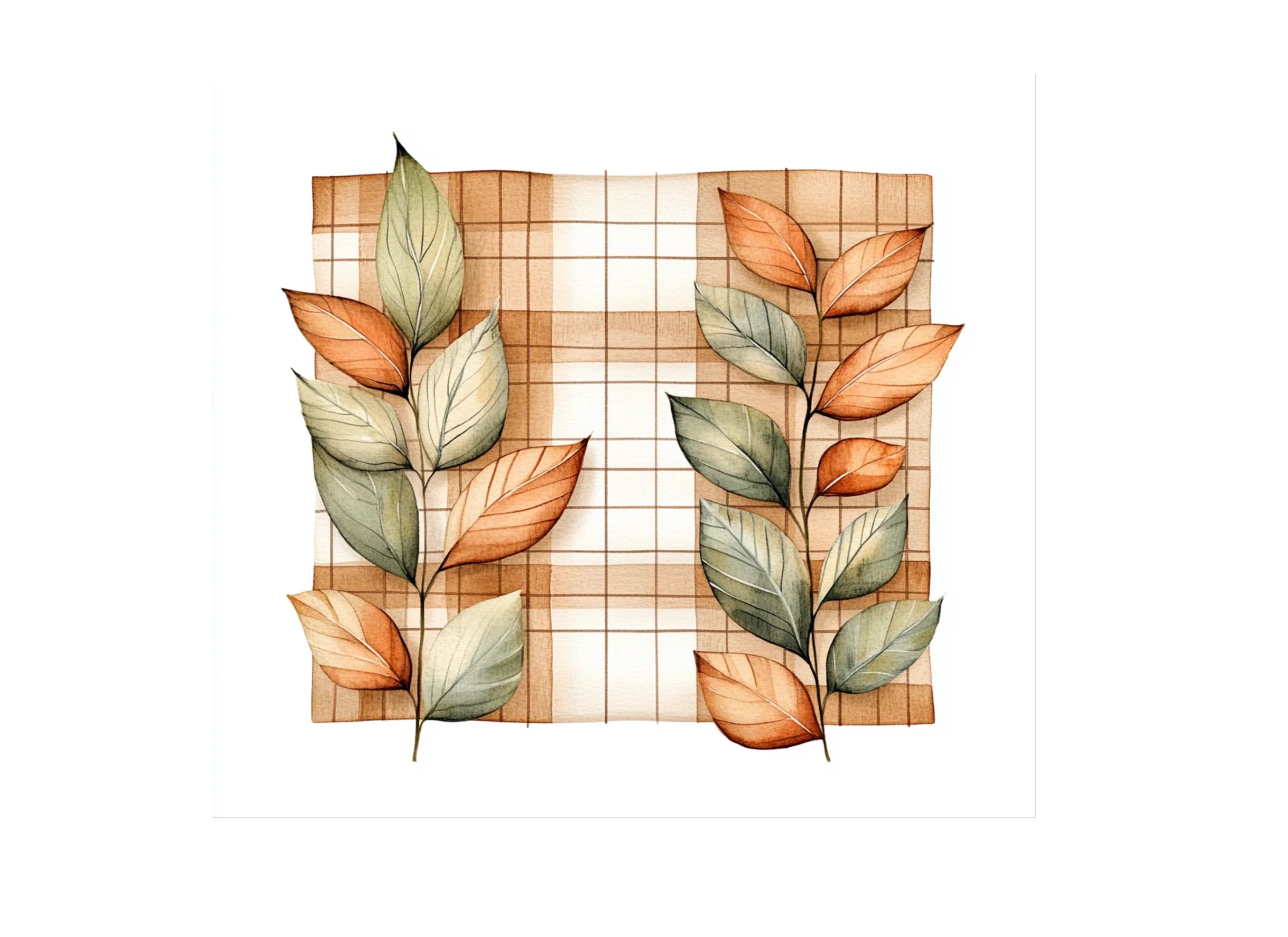 Autumn Leaves Plaid Clipart Bundle