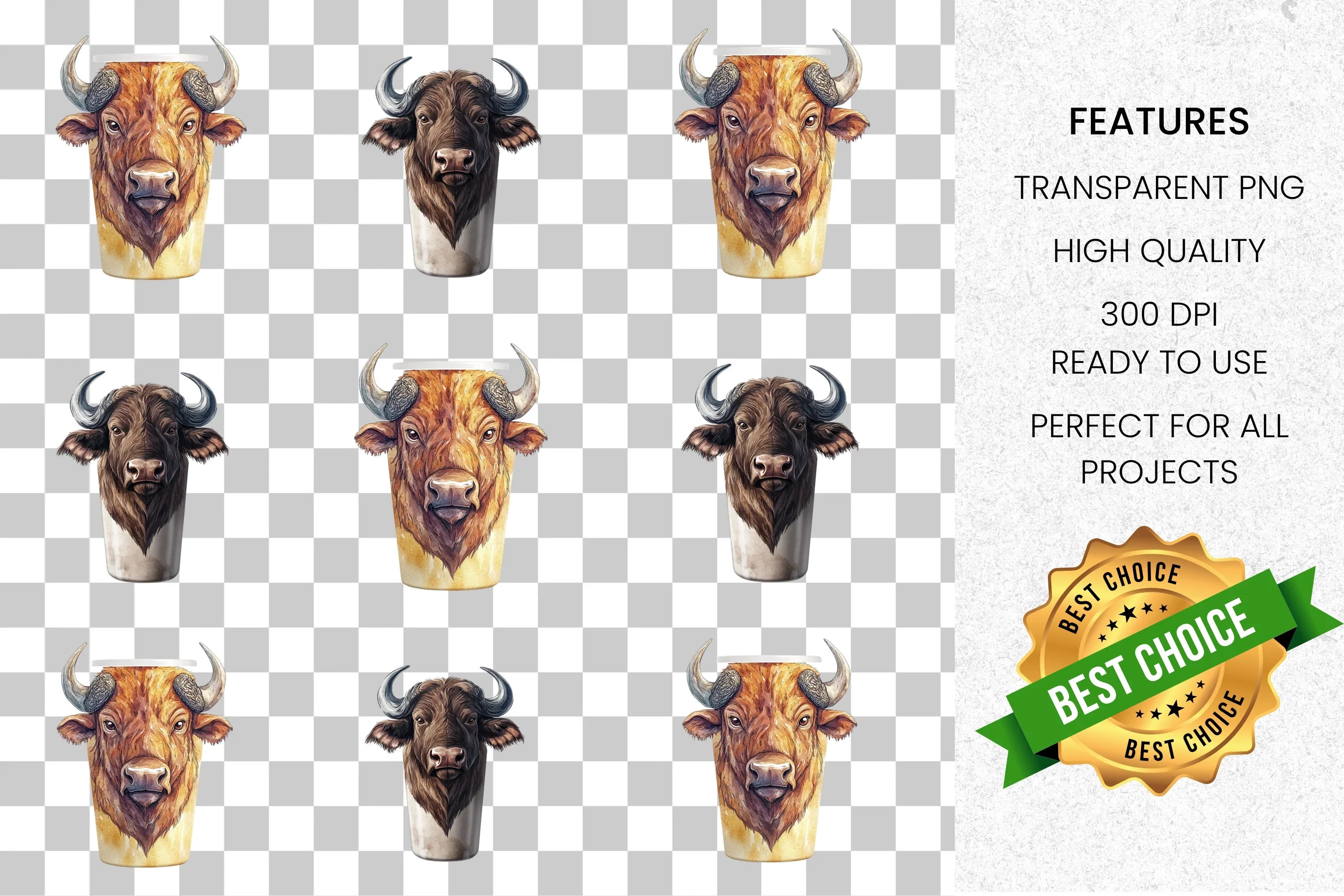 Bull Head Clipart Bundle