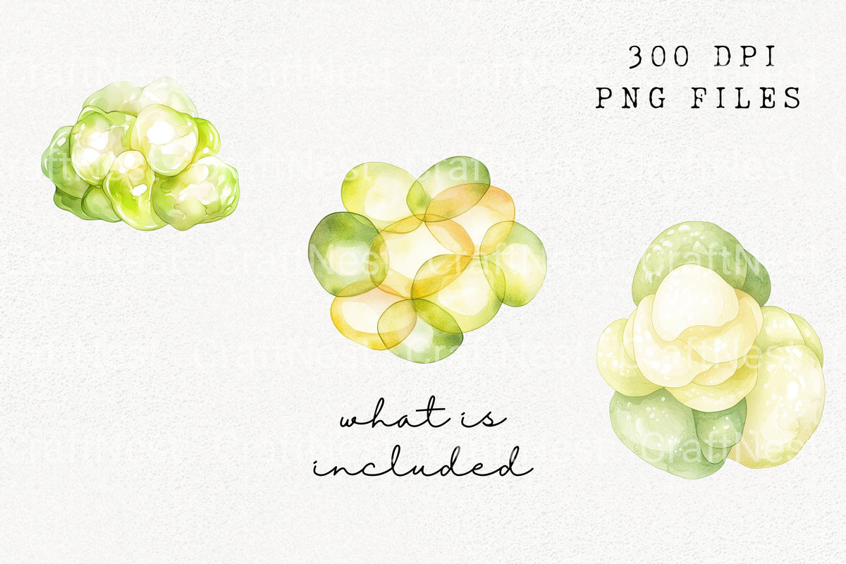 Pastel Green Yellow Abstract Clipart Bundle