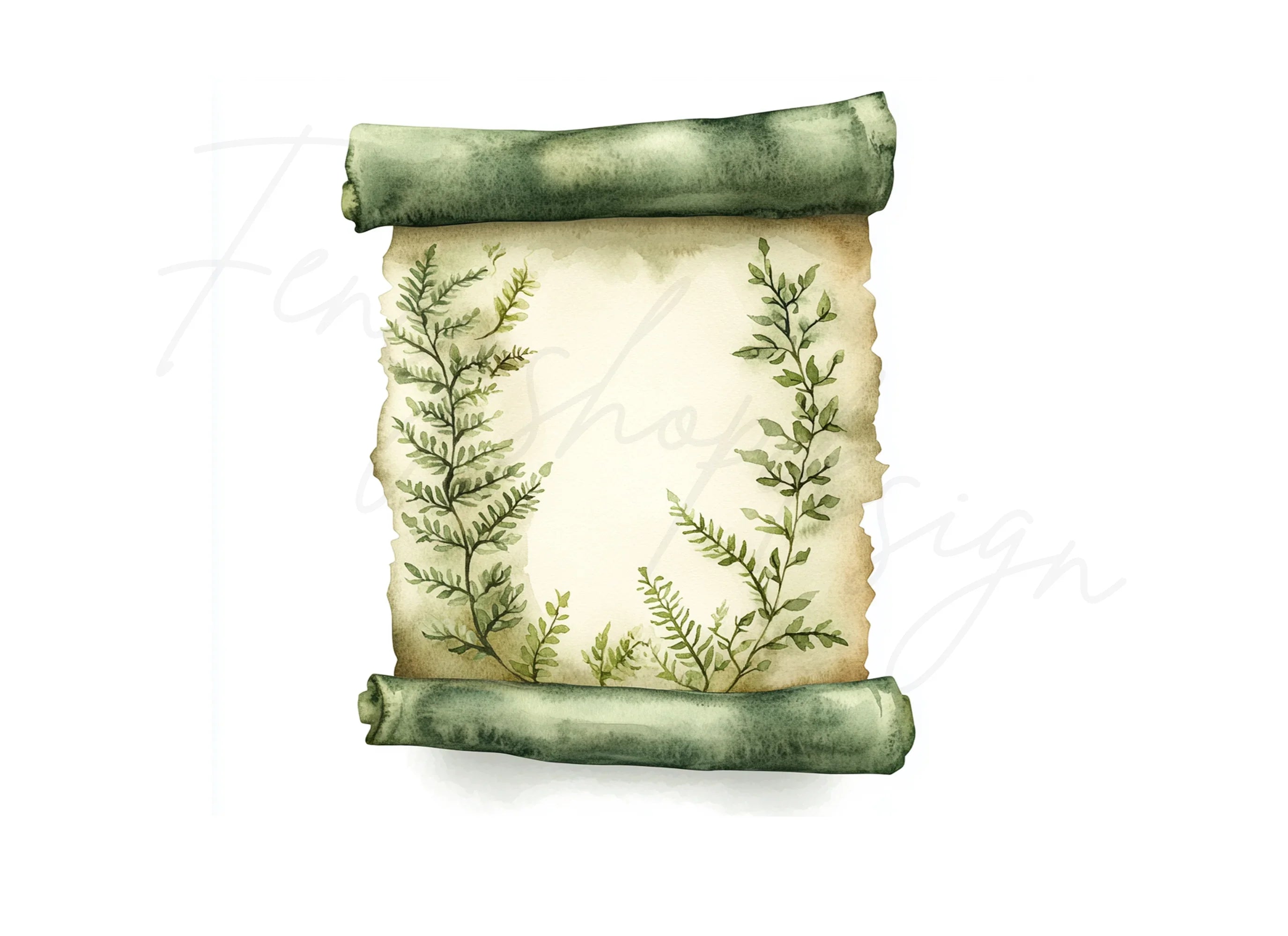 Vintage Scroll Fern Clipart Bundle