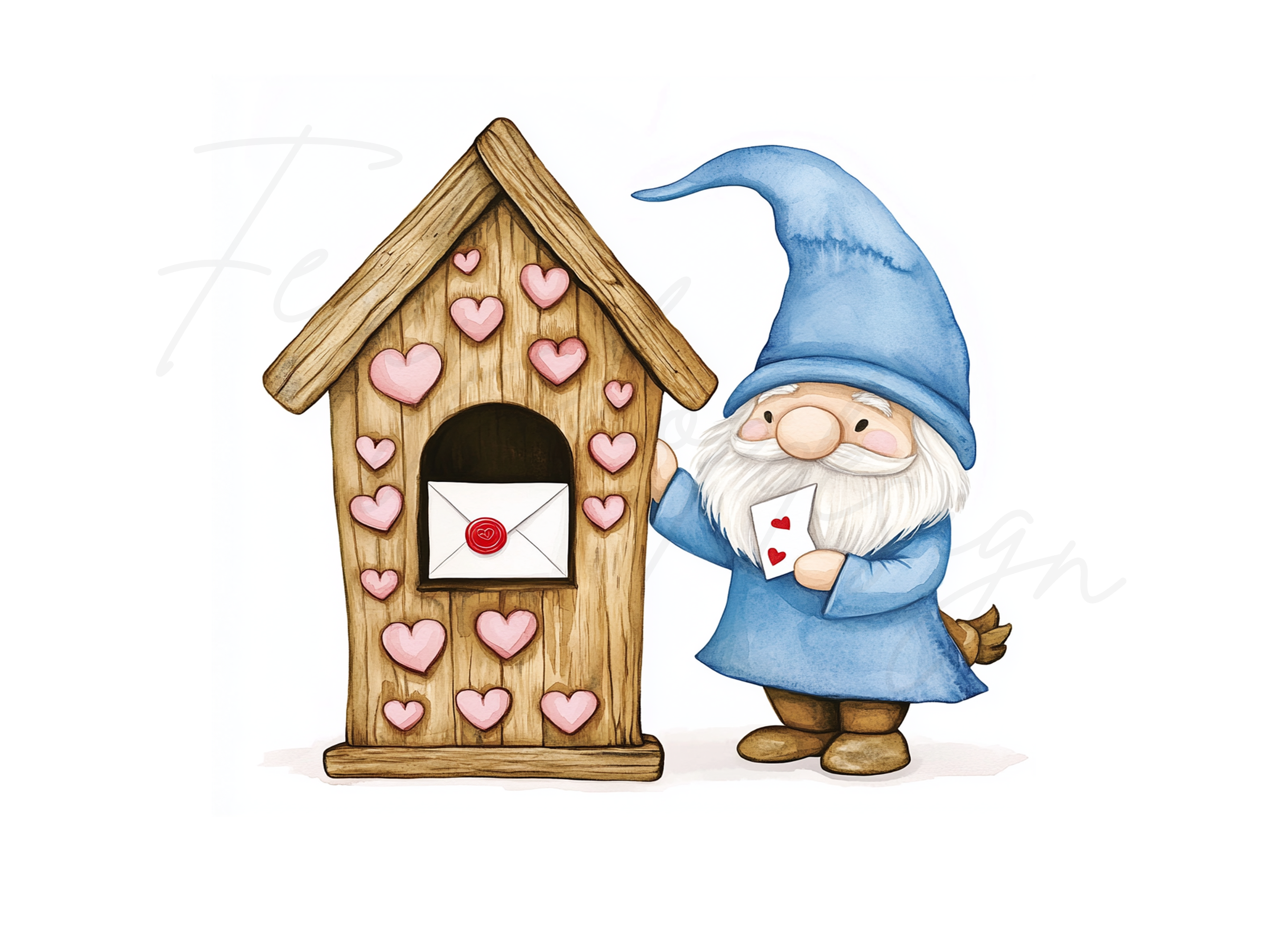 Valentine Gnomes with Mailbox Clipart Bundle
