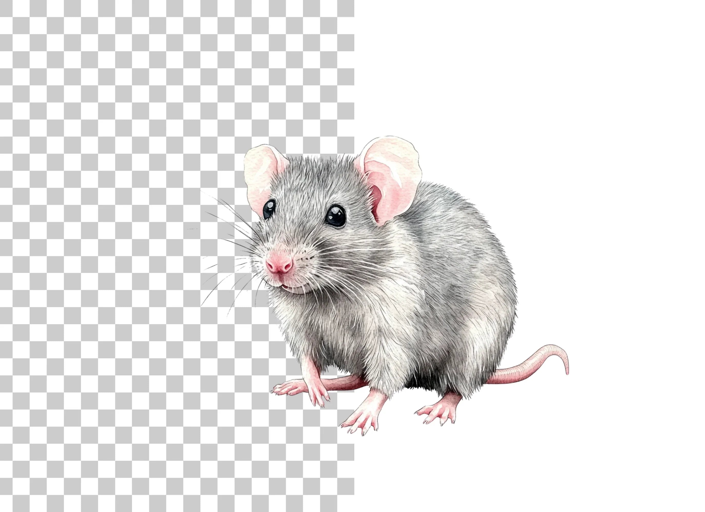 Cute Grey Mouse Clipart Bundle