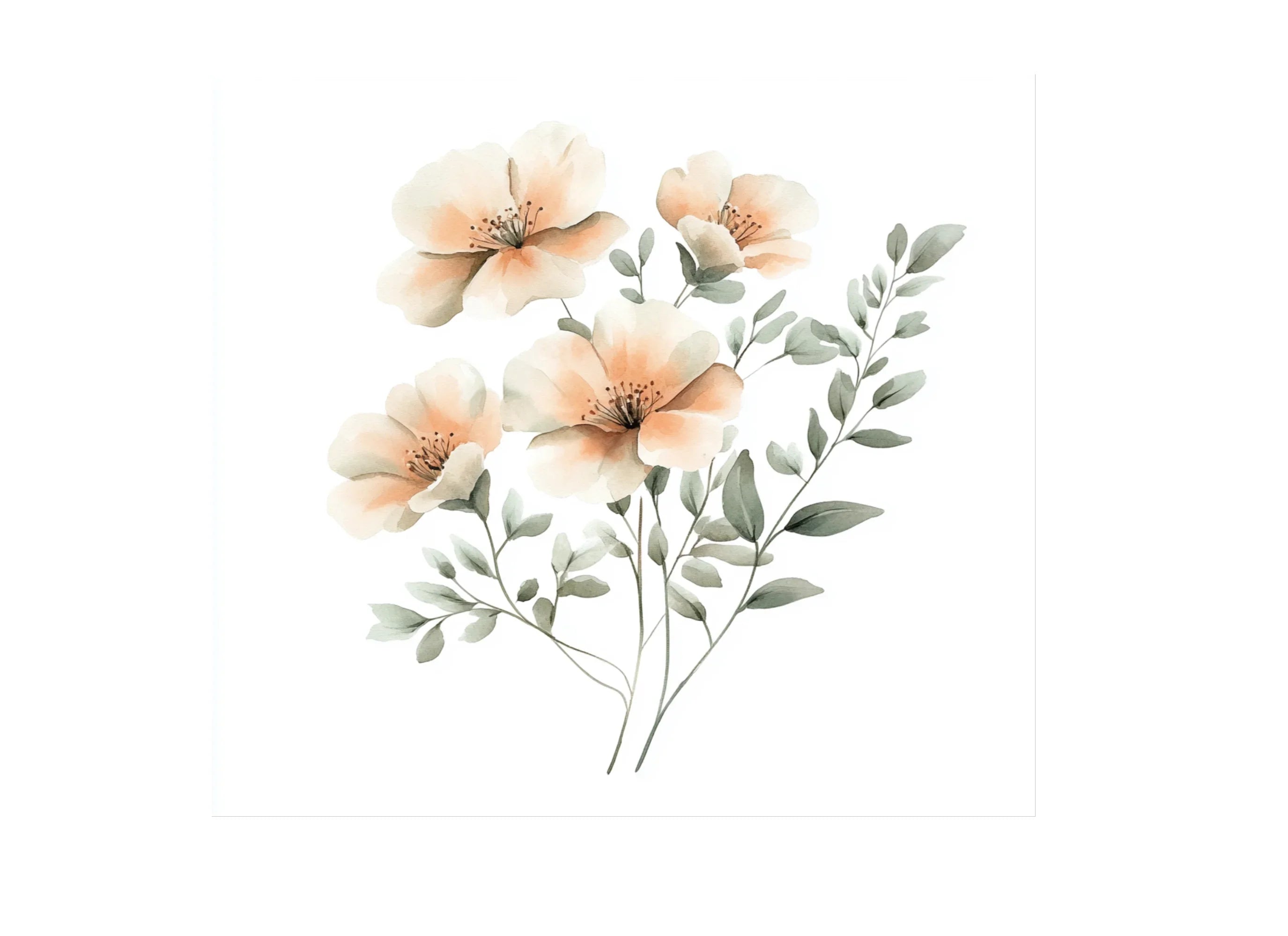 Peach Floral Clipart Bundle