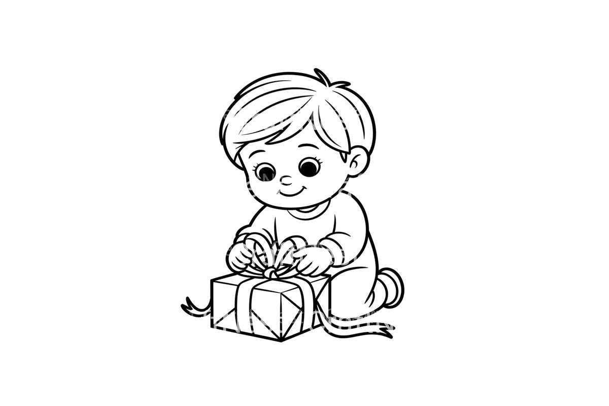 Baby Opening Christmas Gift Coloring Books