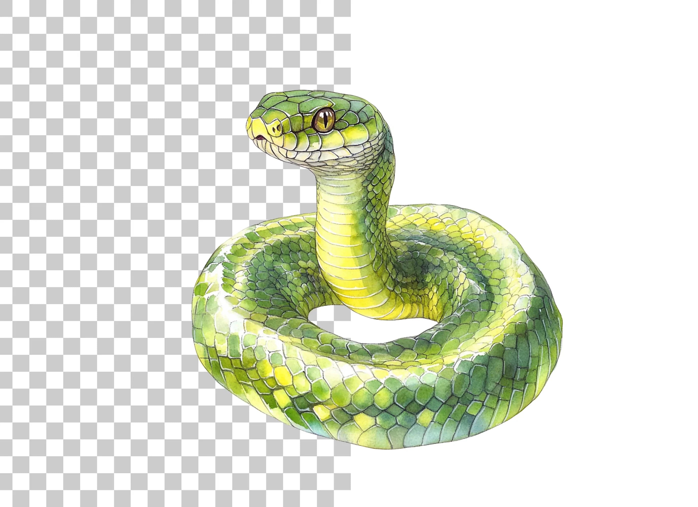 Green Snake Illustrations Clipart Bundle