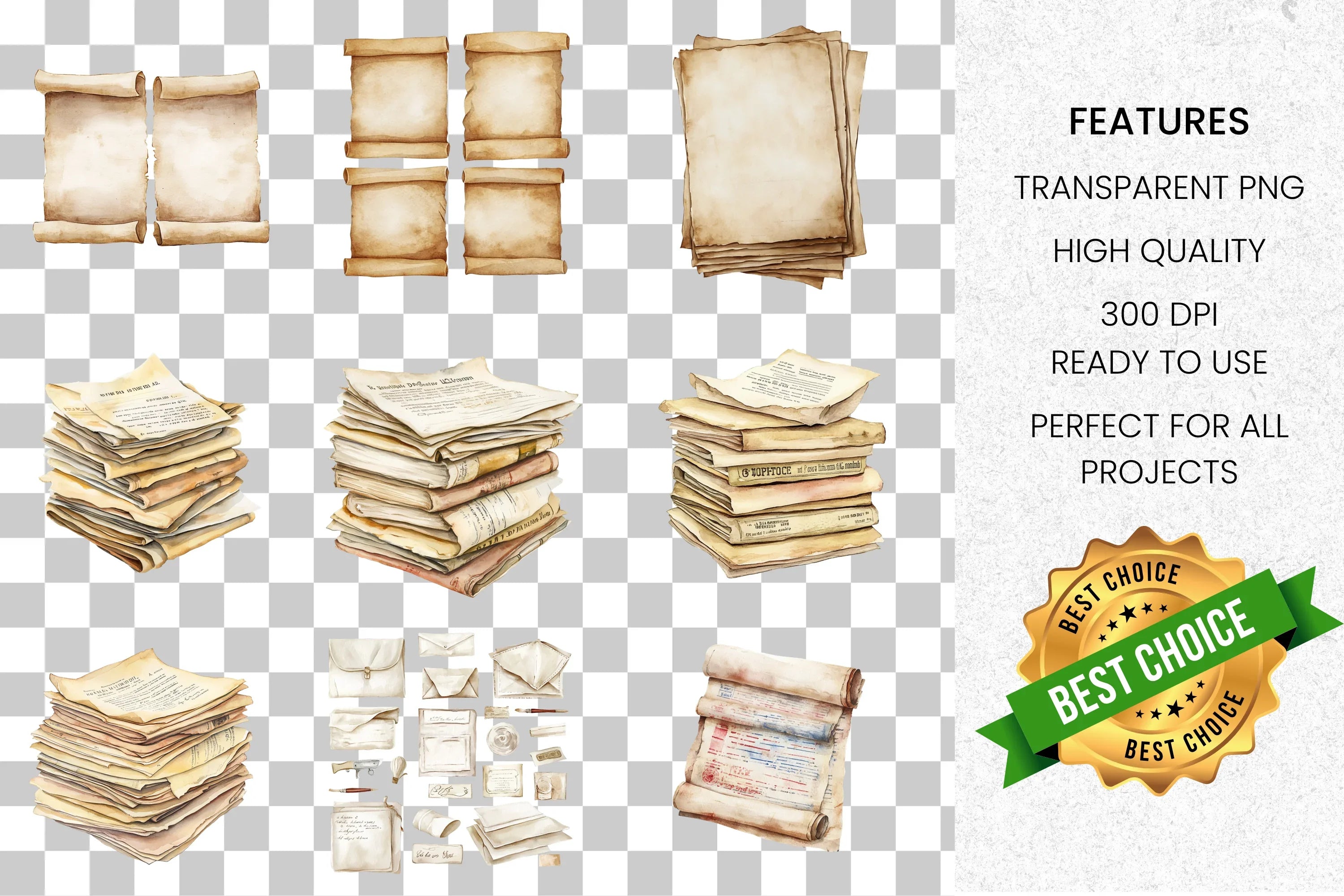 Vintage Scroll Clipart Bundle