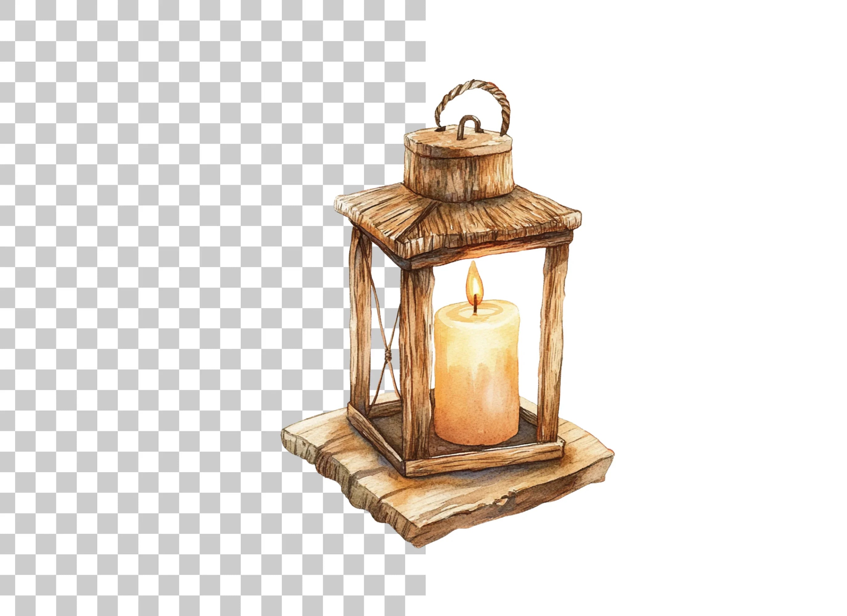 Rustic Wooden Lantern Clipart Bundle