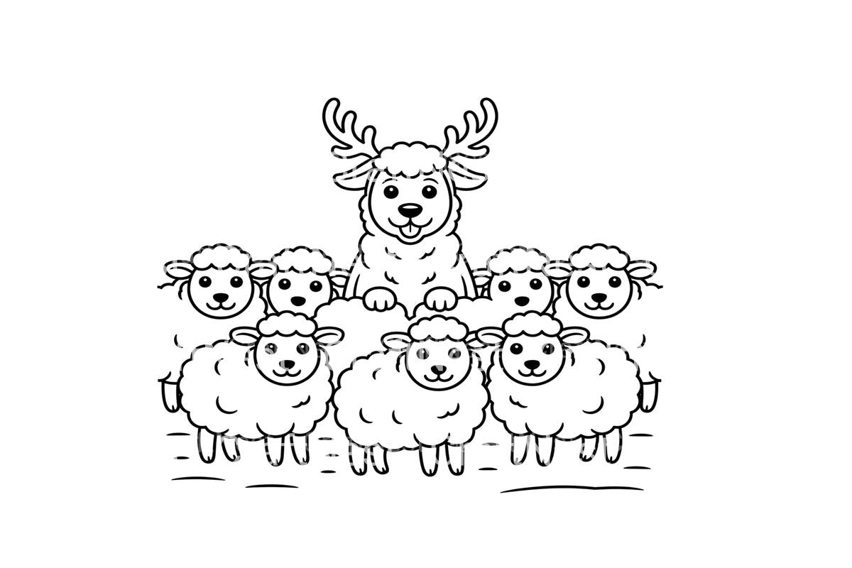 Farm Animals With Antlers Coloring Books