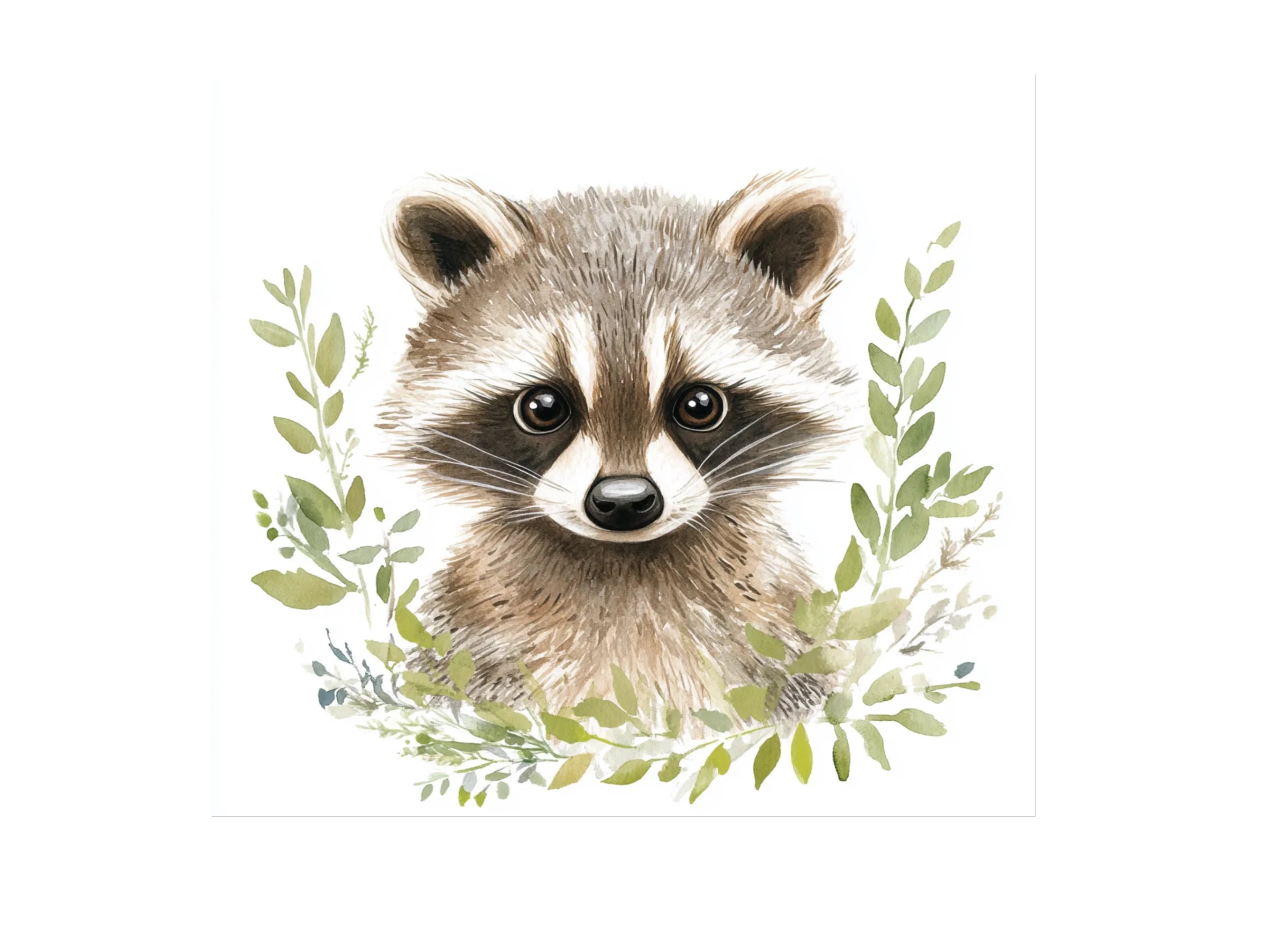Sweet Raccoon Greenery Clipart Bundle