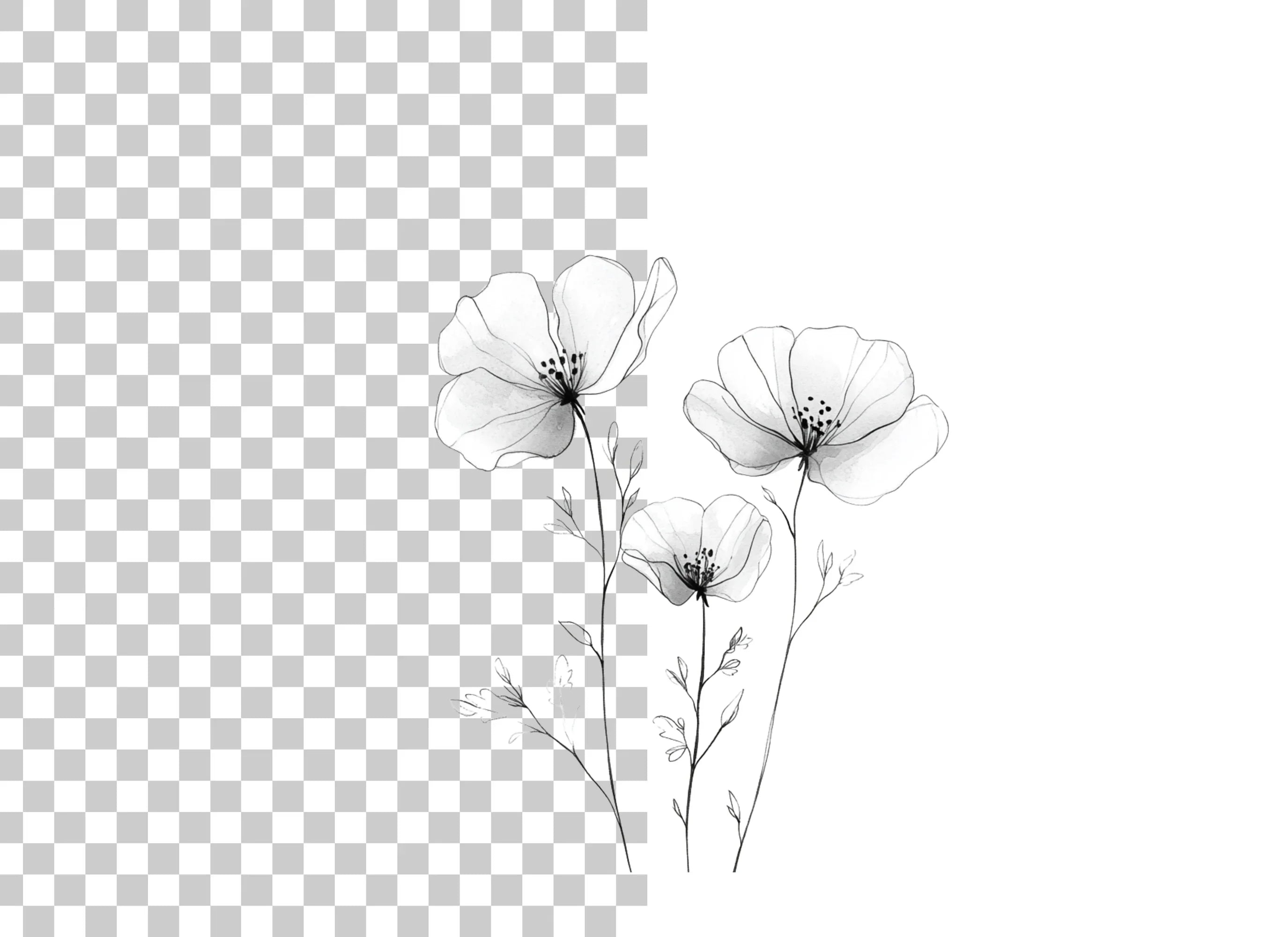 Elegant Black and White Floral Clipart Bundle