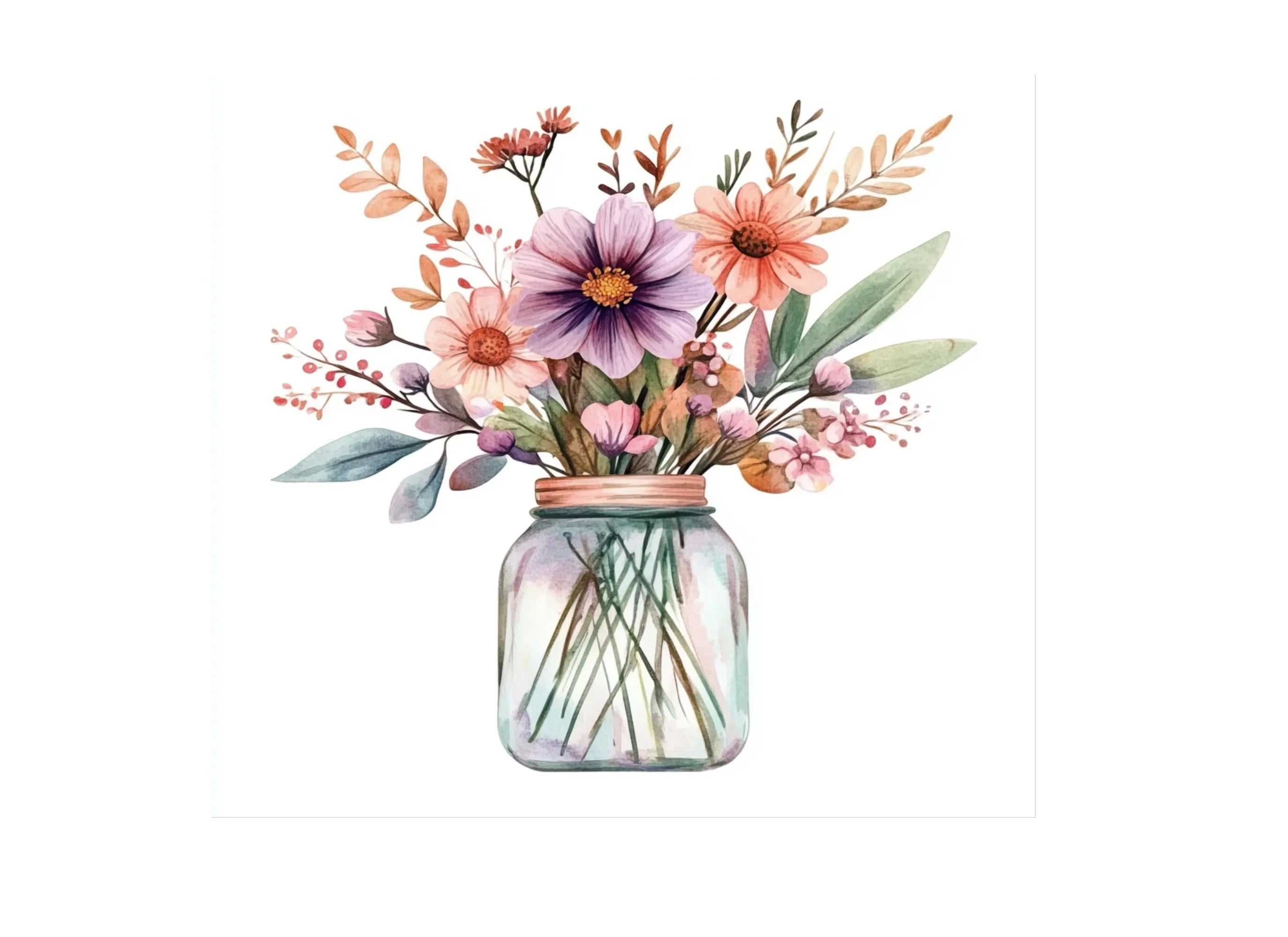 Floral Mason Jar Clipart Bundle