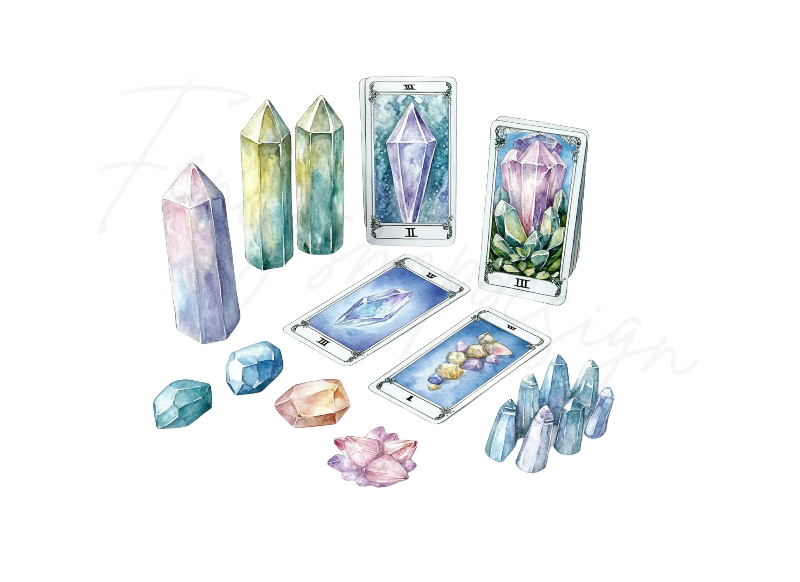 Mystical Crystal Tarot Card Clipart Bundle