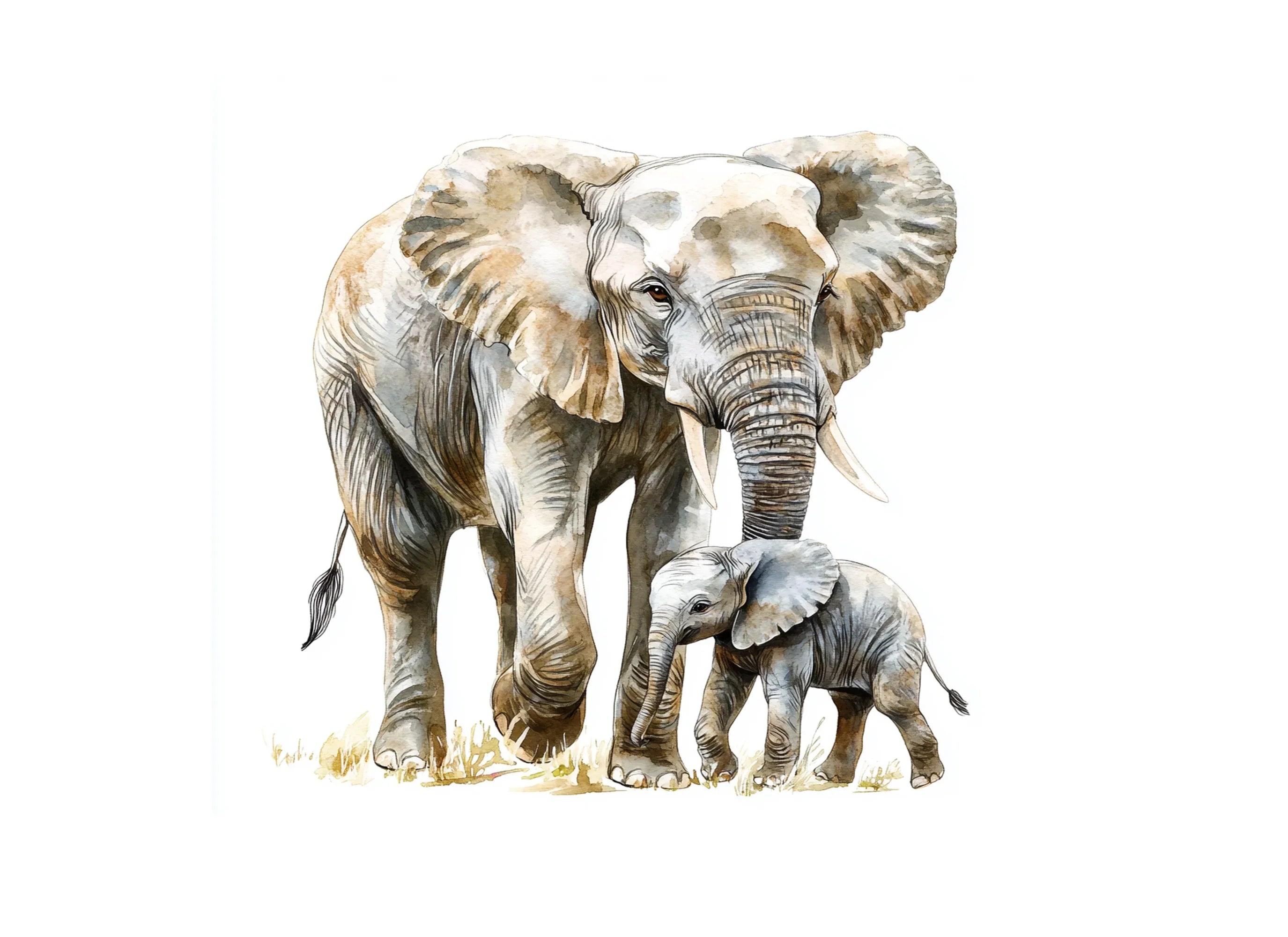 Cute Elephant Family Clipart Bundle