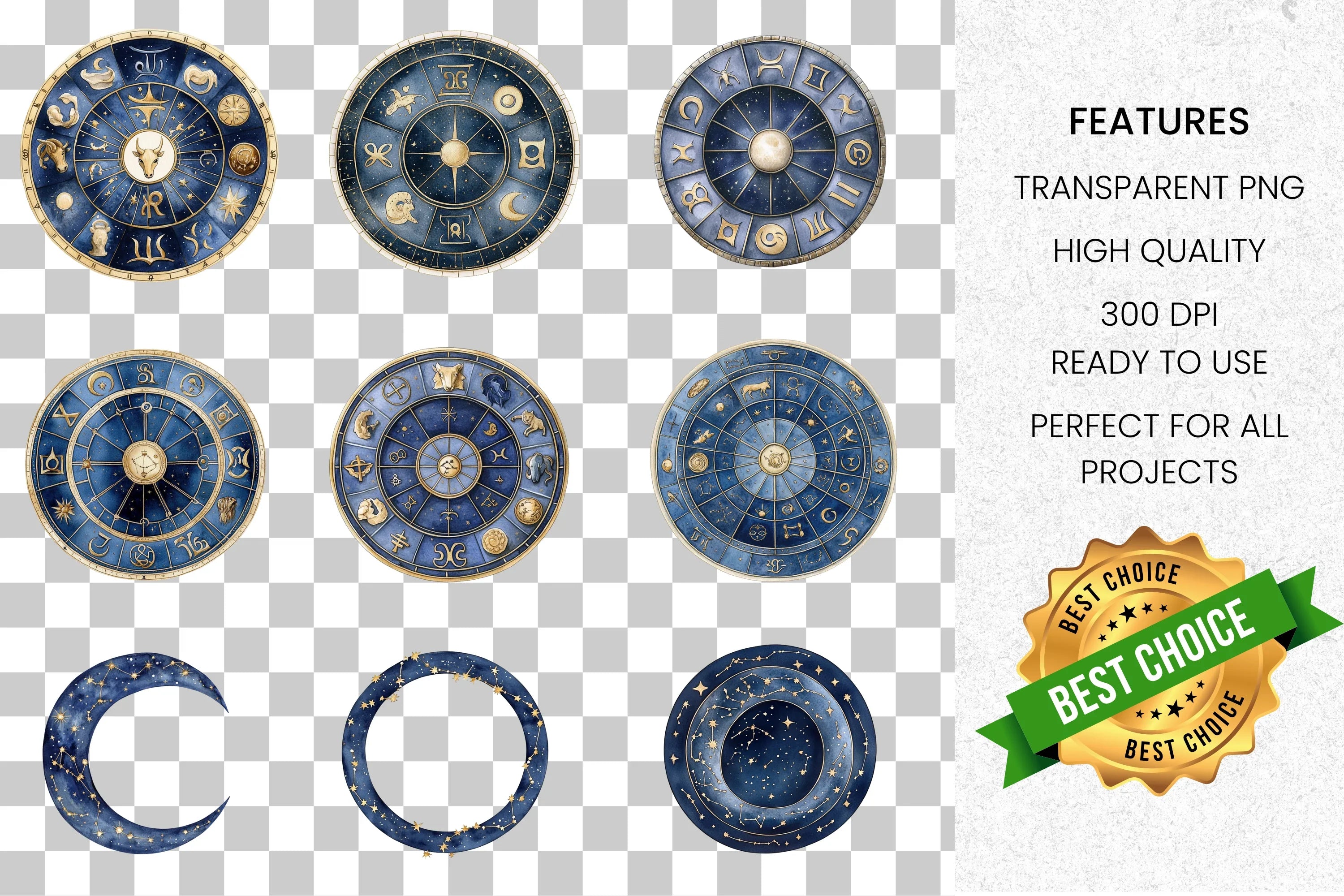Celestial Astrology Clipart Bundle