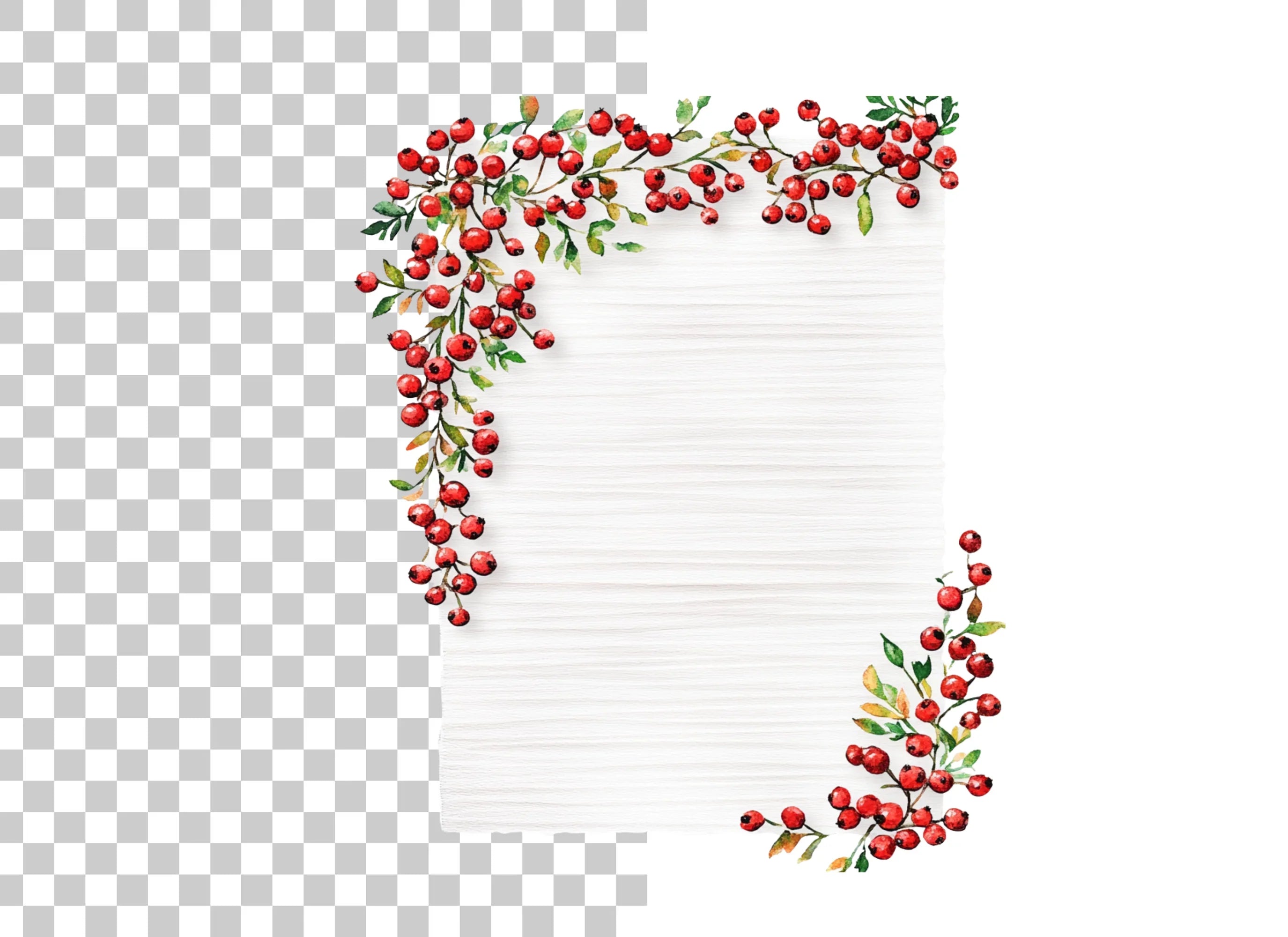 Red Berry Leaf Frames Clipart Bundle