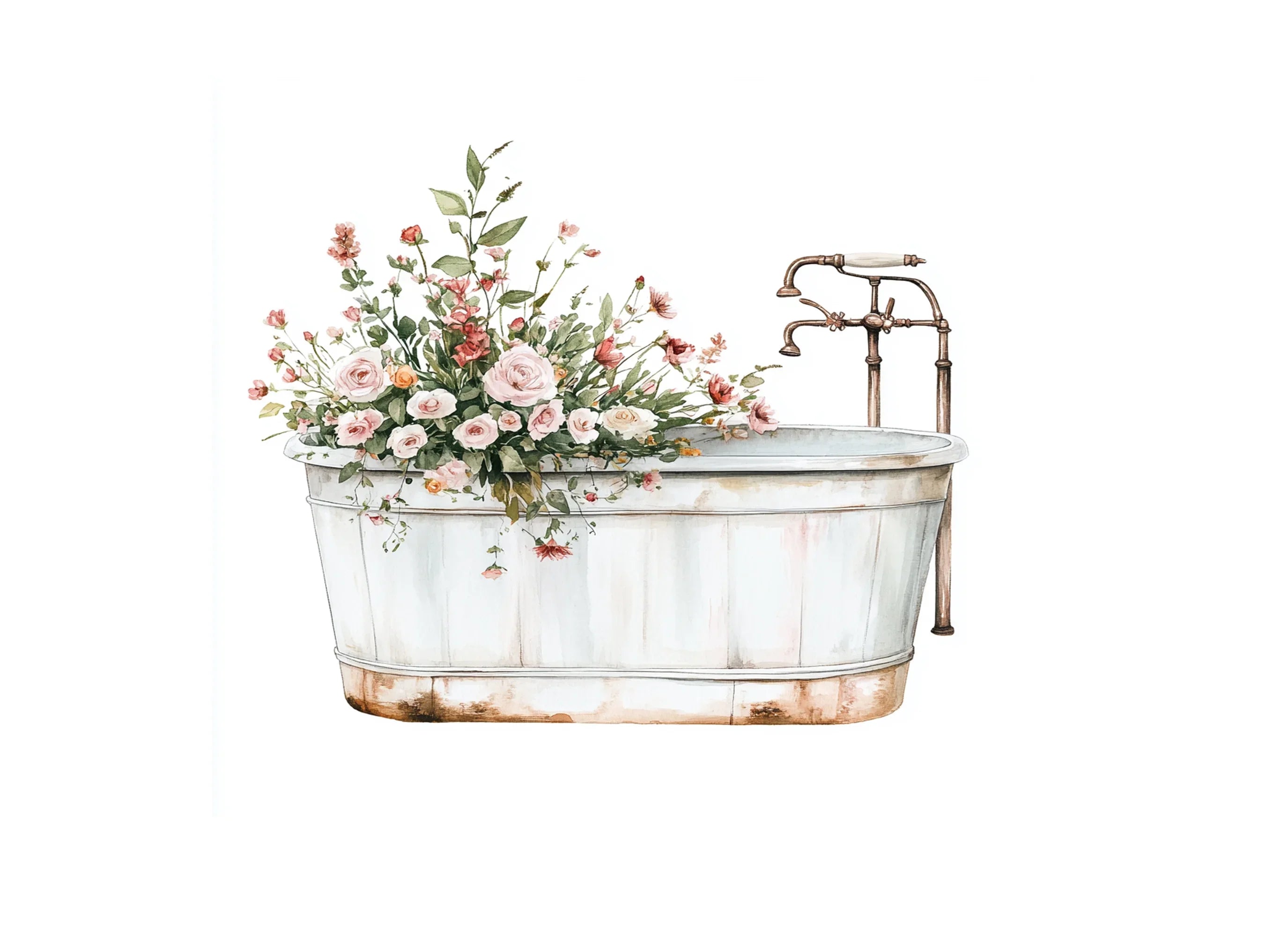 Floral Bathtub Clipart Bundle