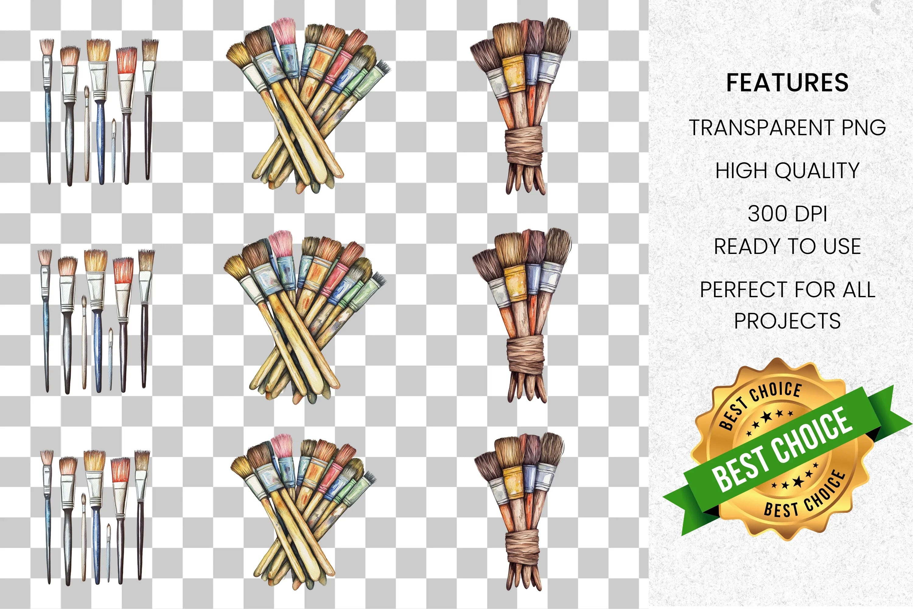 Paint Brushes Clipart Bundle