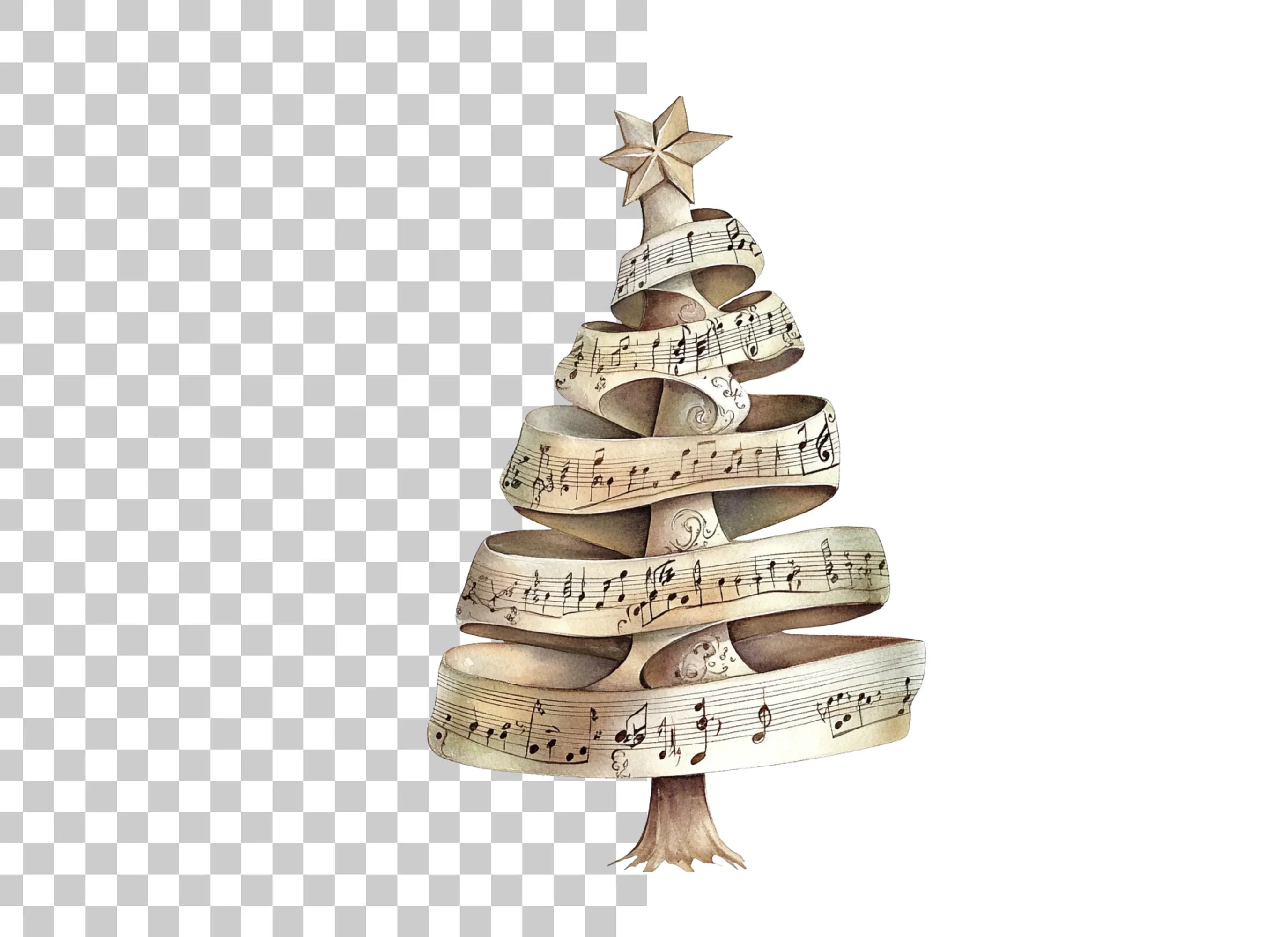 Musical Christmas Tree Clipart Bundle
