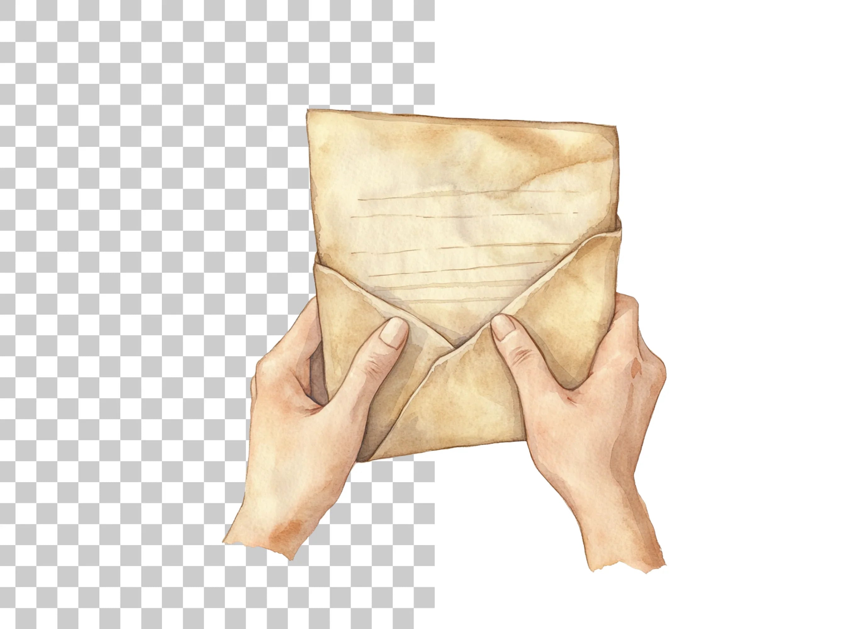 Vintage Hands Holding Old Letter Clipart Bundle