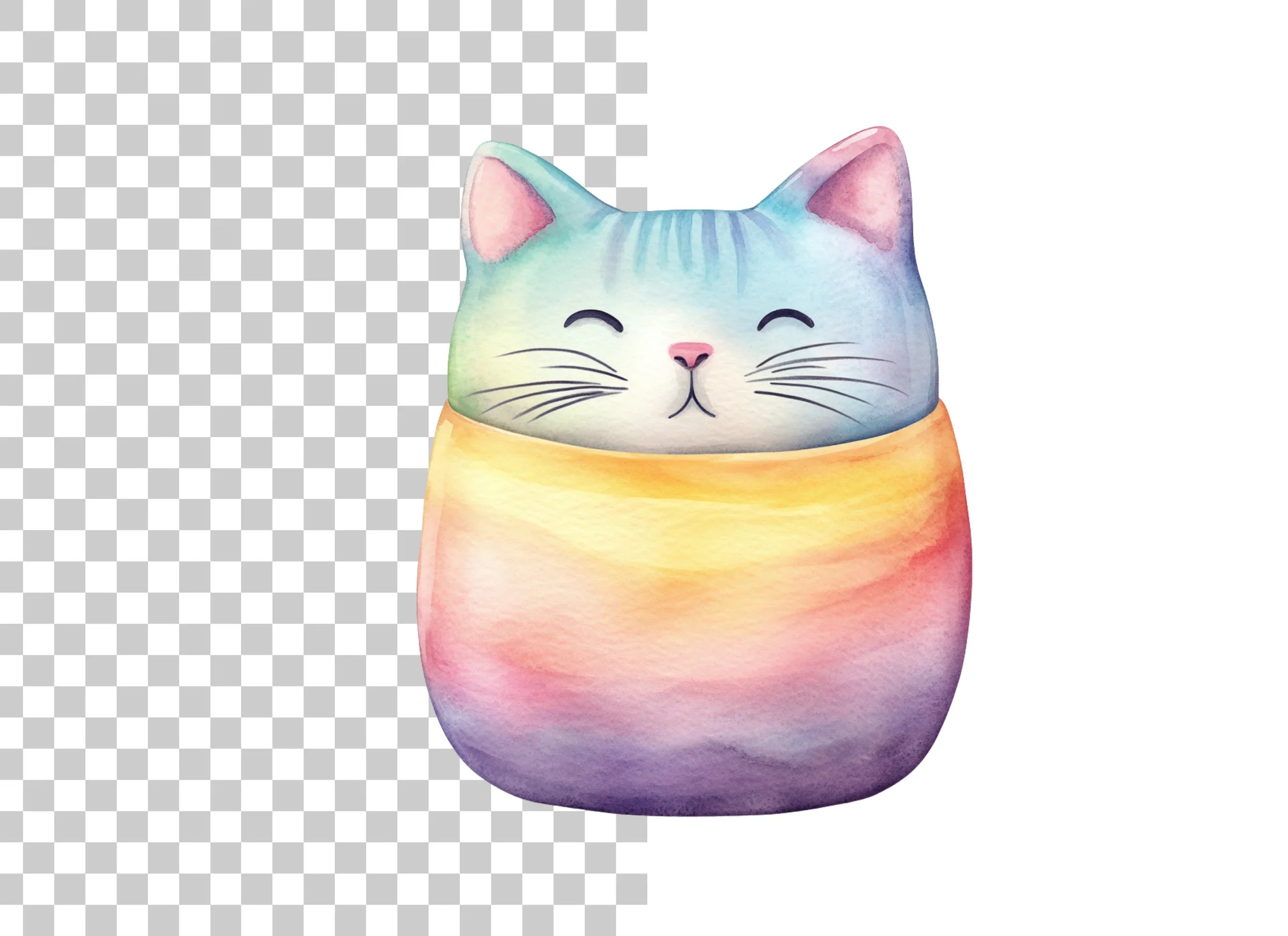 Cute Rainbow Cat Clipart Bundle