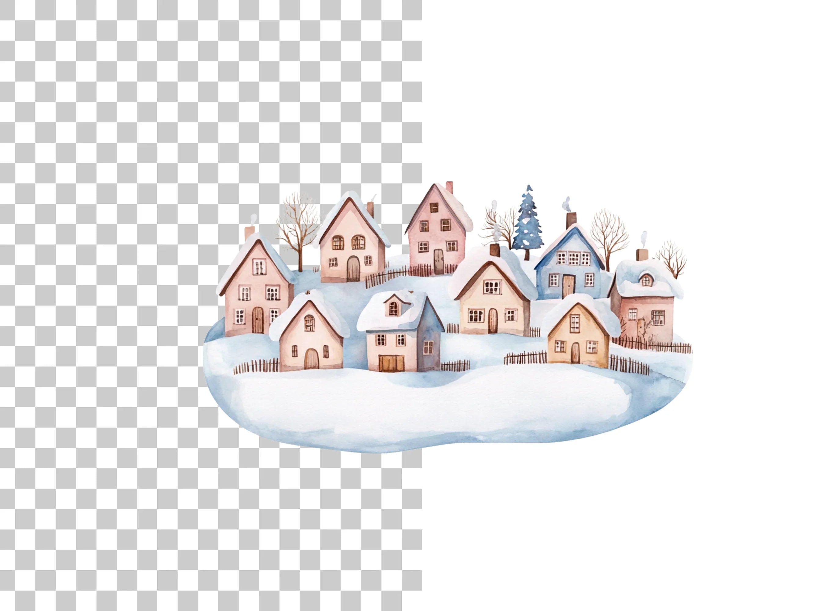 Charming Winter Town Clipart Bundle