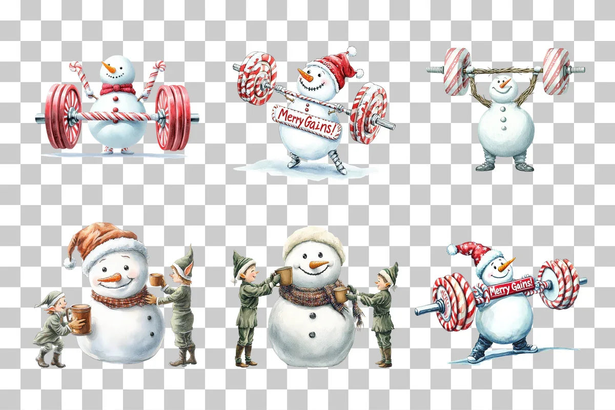 Snowman Fitness Clipart Bundle - CraftNest - Digital Crafting and Art