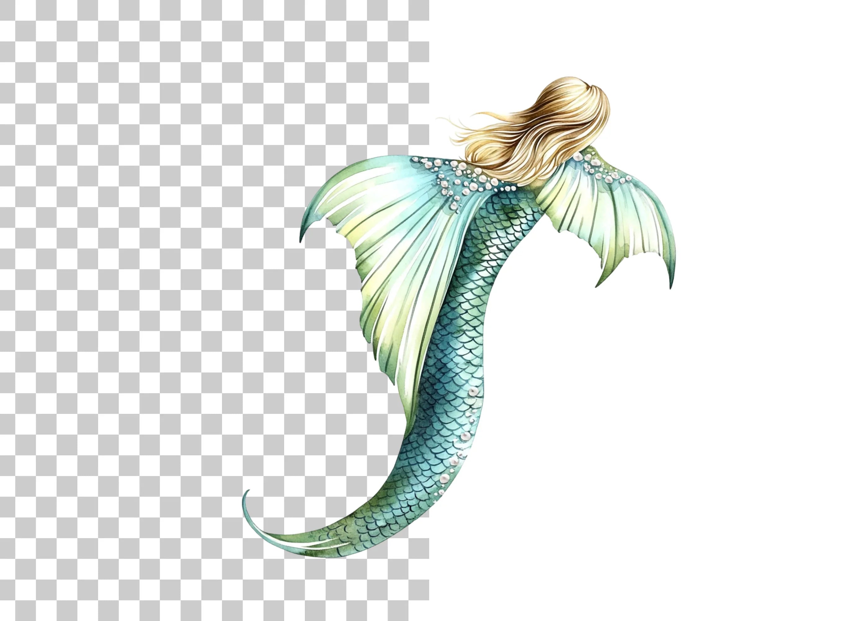 Mermaid Blonde Hair Clipart Bundle