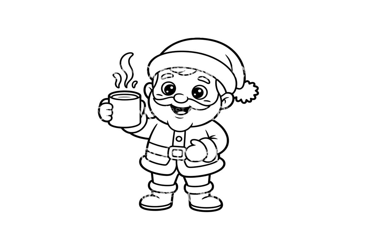 Santa and Elf Hot Drink Coloring Books