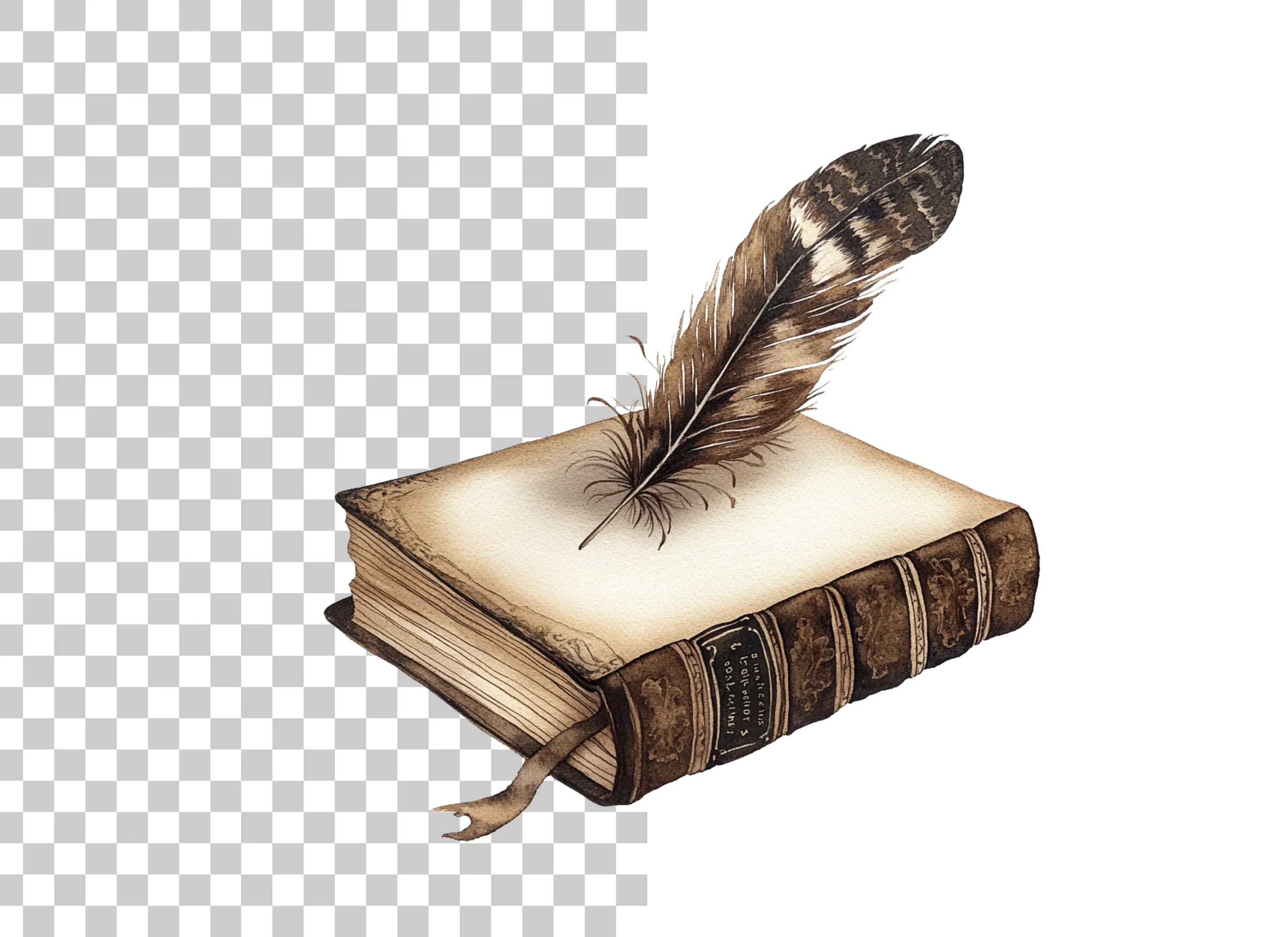 Vintage Books and Quills Clipart Bundle